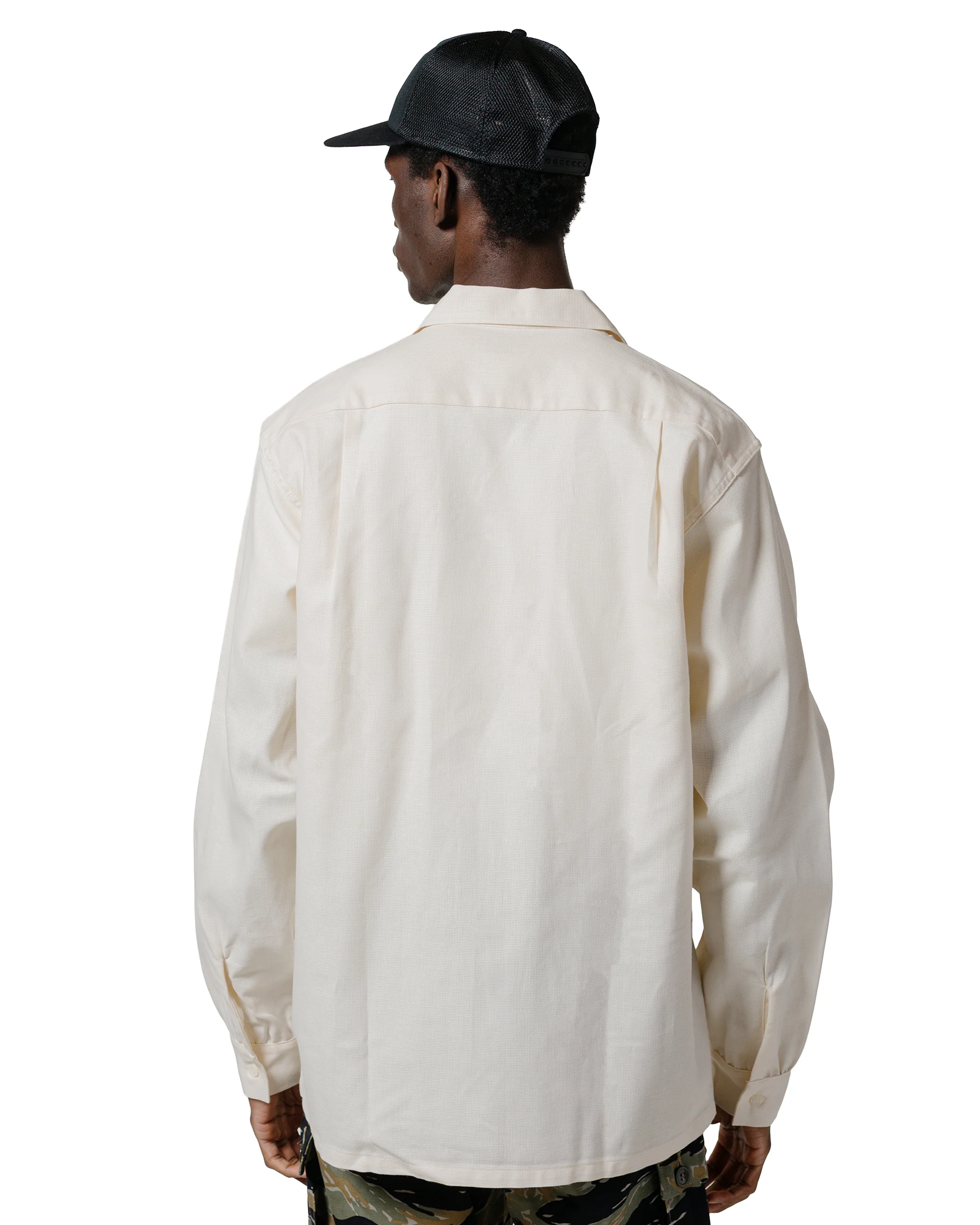 The Real McCoy's MS25010 Joe McCoy Panama Shirt L/S Milk - Image 3