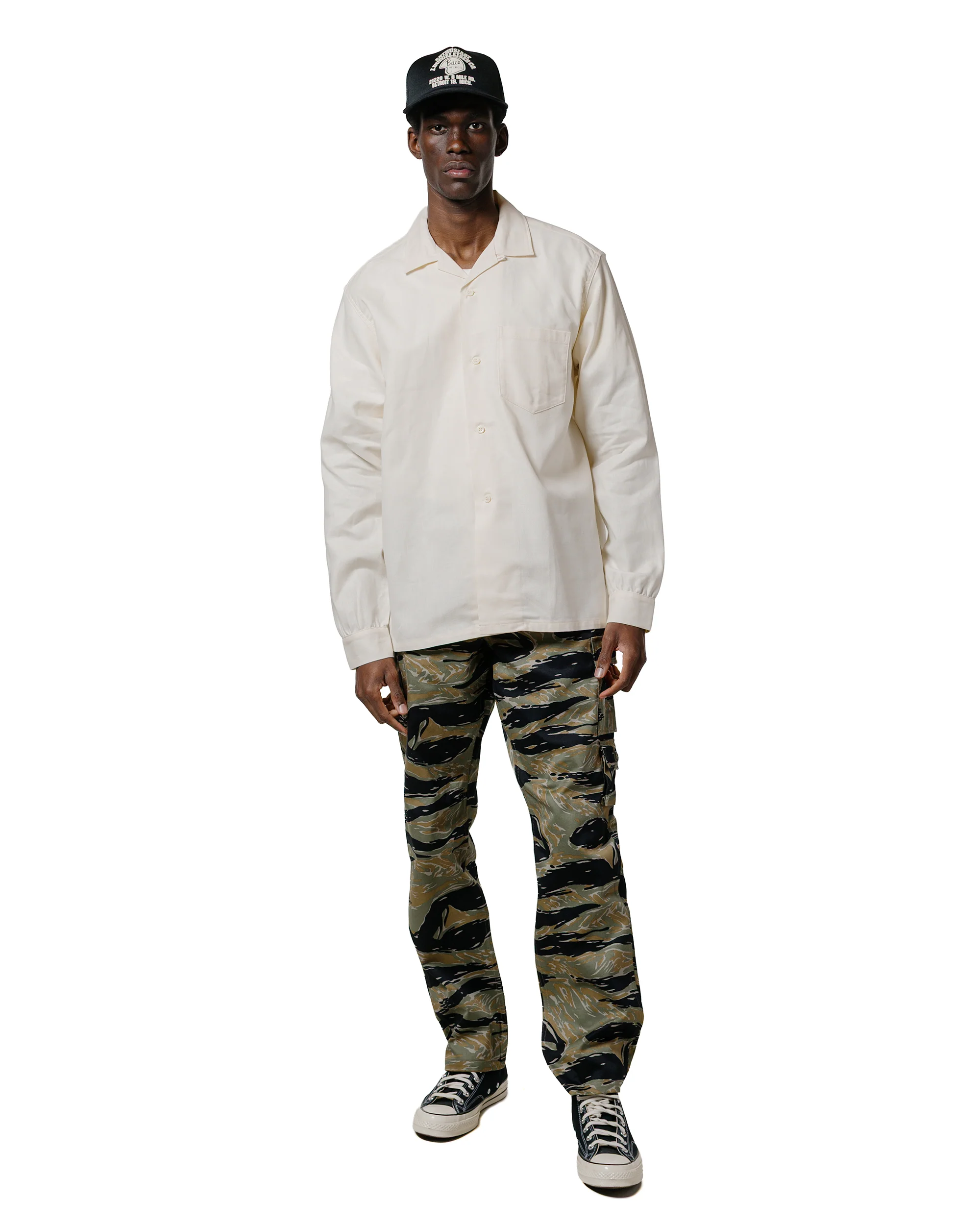 The Real McCoy's MS25010 Joe McCoy Panama Shirt L/S Milk - Image 4