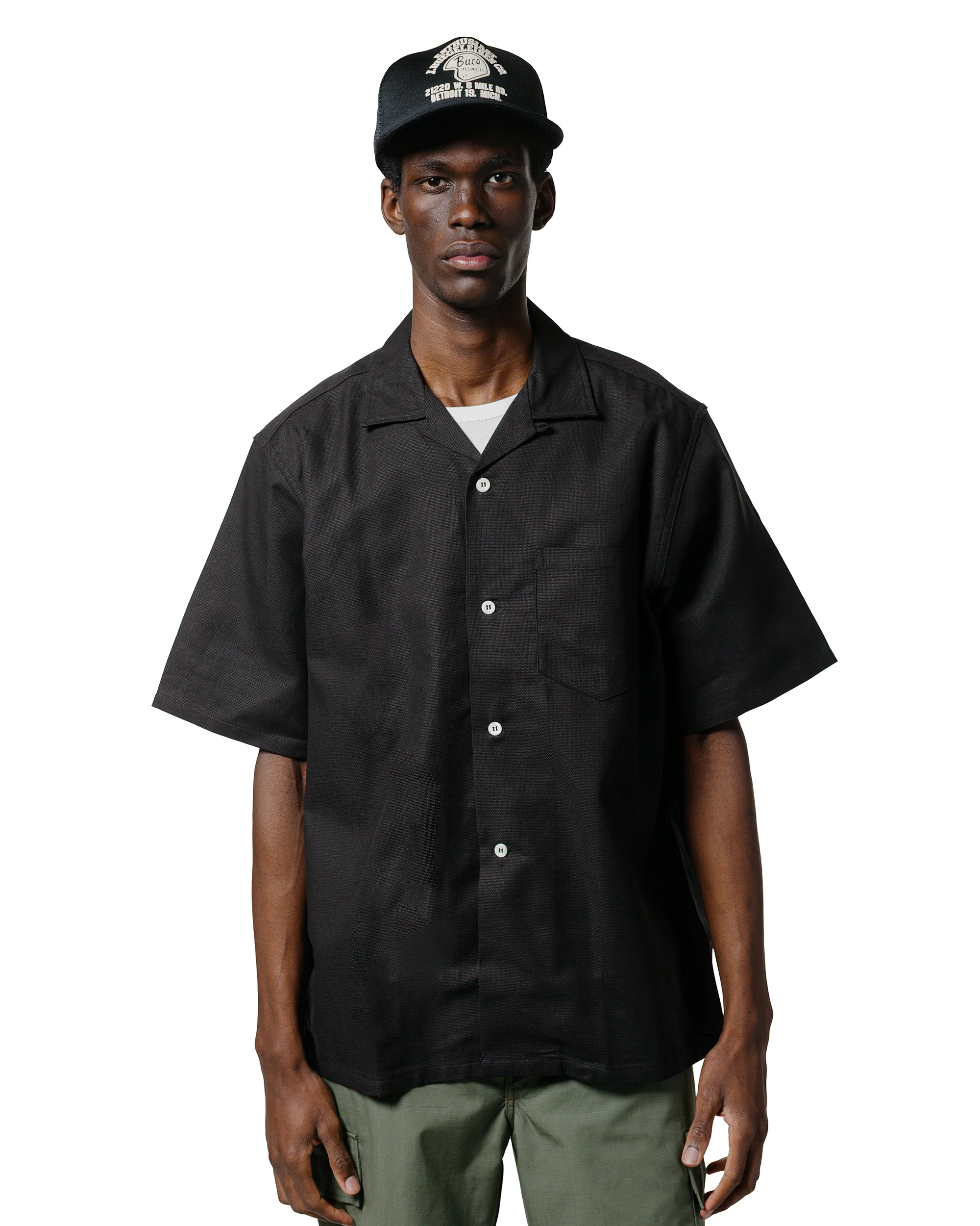 The Real McCoy's MS25011 Joe McCoy Panama Shirt S/S Black - Image 2