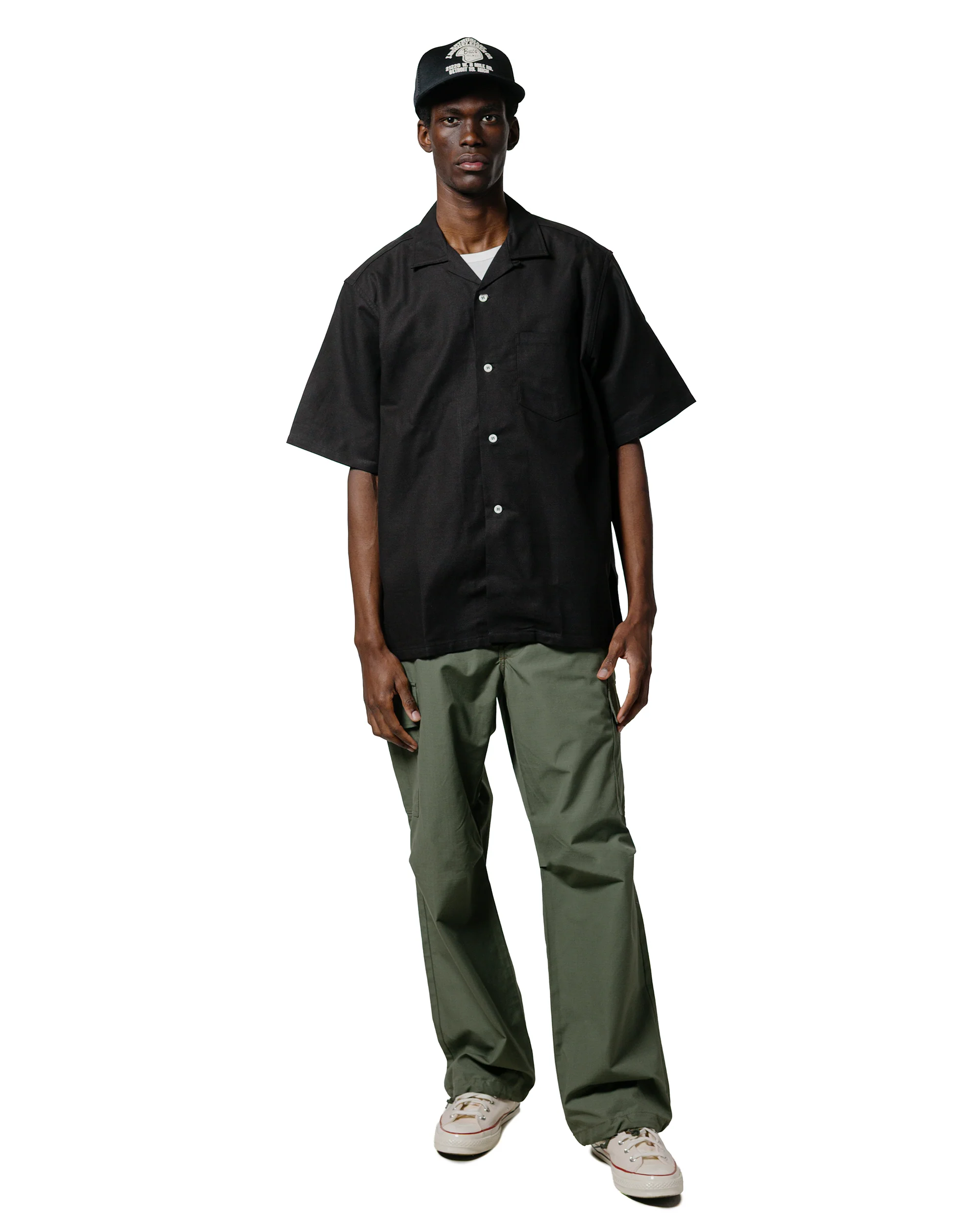 The Real McCoy's MS25011 Joe McCoy Panama Shirt S/S Black - Image 4