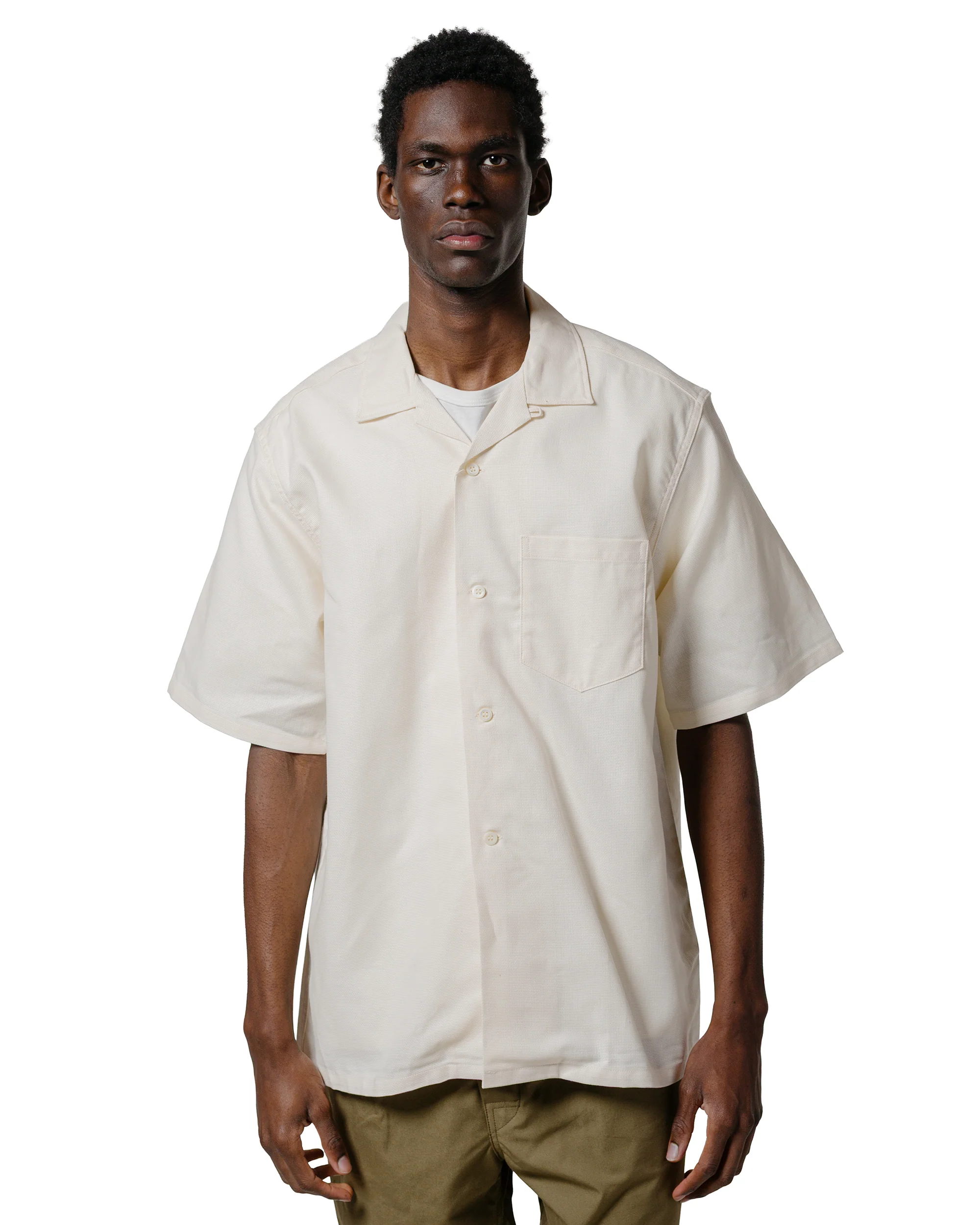 The Real McCoy's MS25011 Joe McCoy Panama Shirt S/S Milk - Image 2