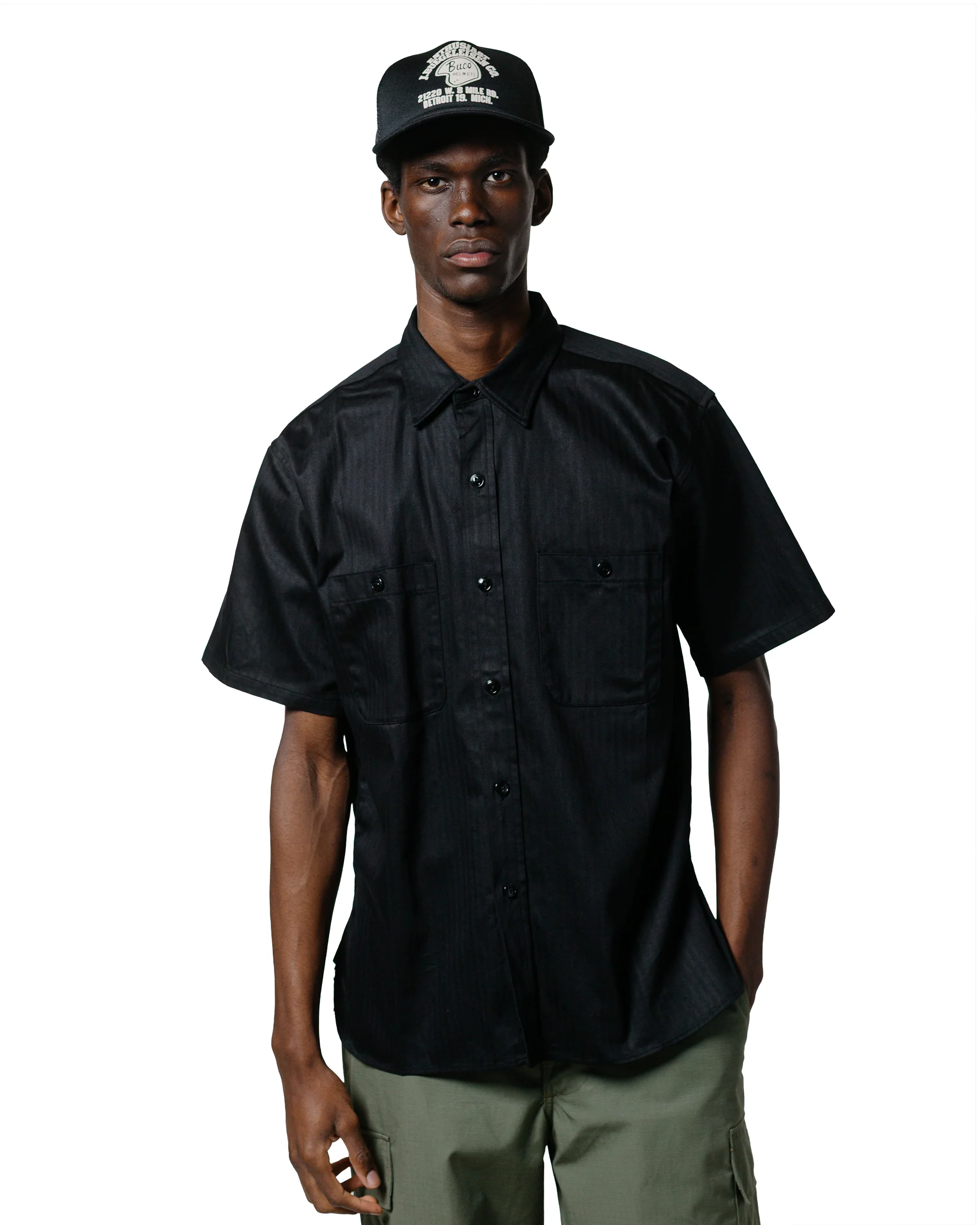 The Real McCoy's MS25013 8HU HBT Work Shirt S/S Black - Image 2