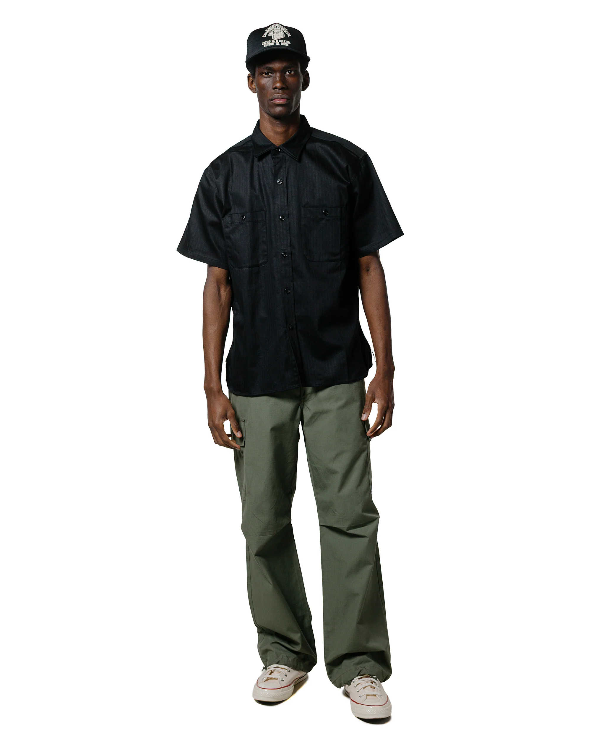 The Real McCoy's MS25013 8HU HBT Work Shirt S/S Black - Image 4