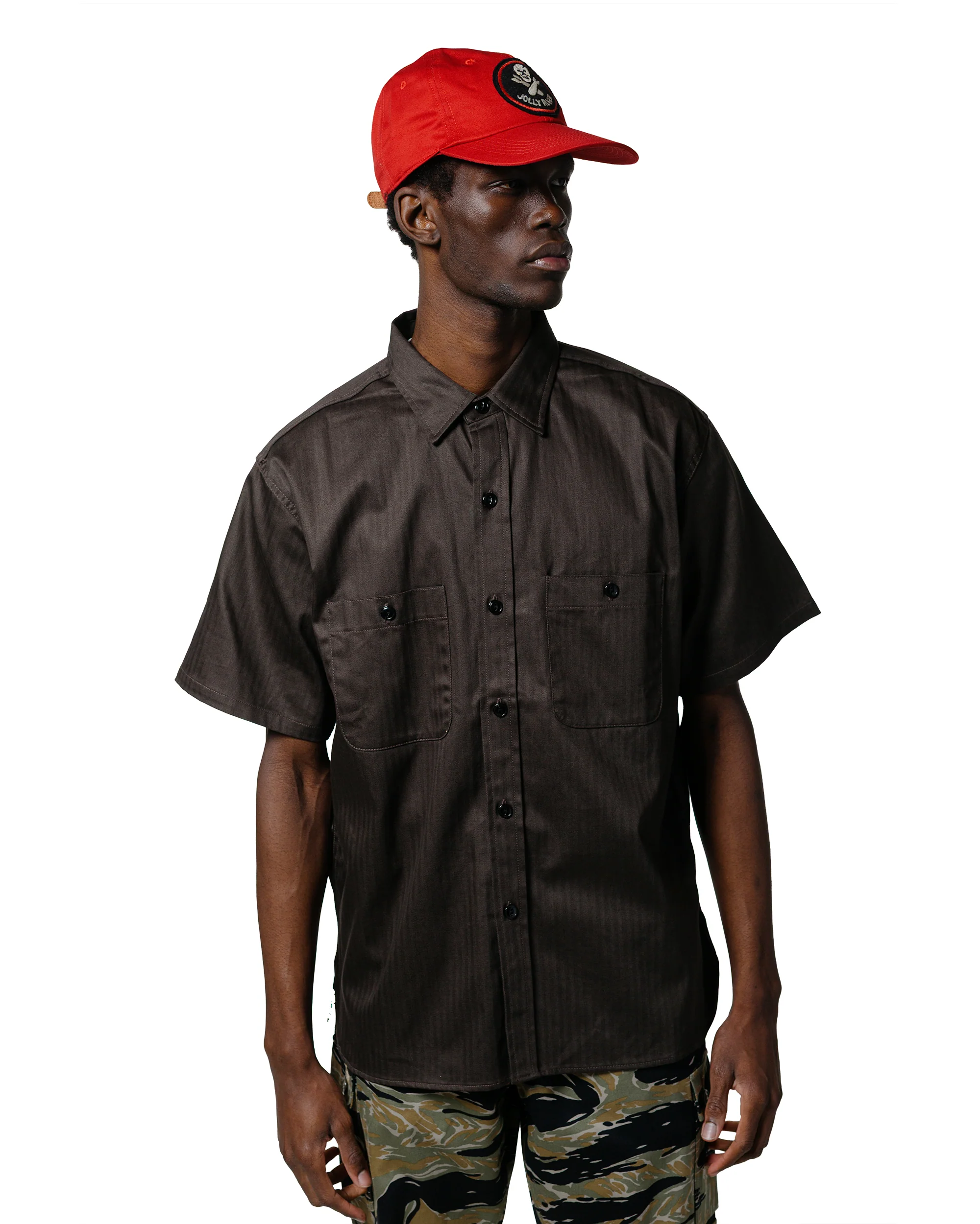 The Real McCoy's MS25013 8HU HBT Work Shirt S/S Steel - Image 2