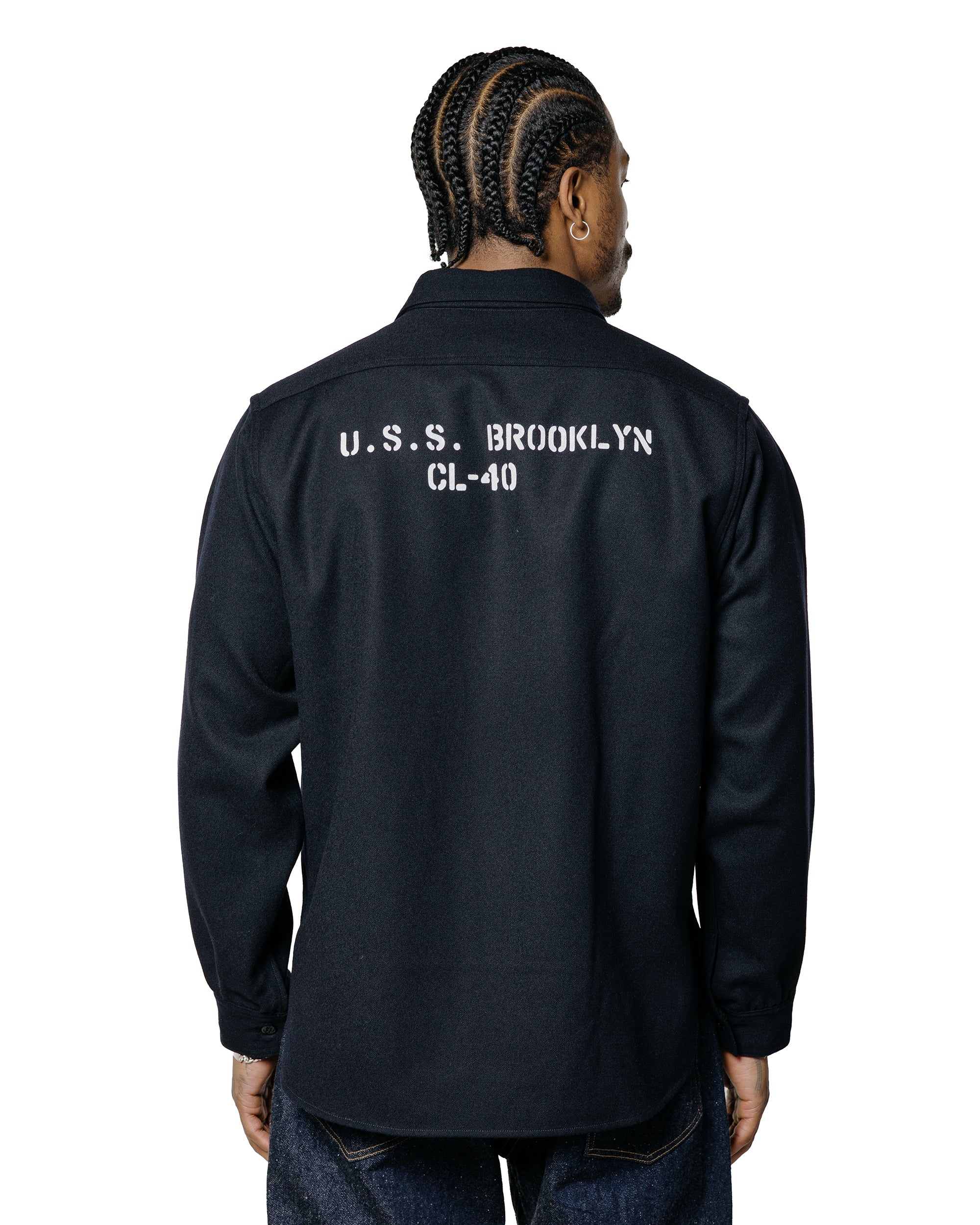 The Real McCoy's MS25102 U.S.N. Wool Blue Flannel Shirt / U.S.S. Brooklyn Navy - Image 3