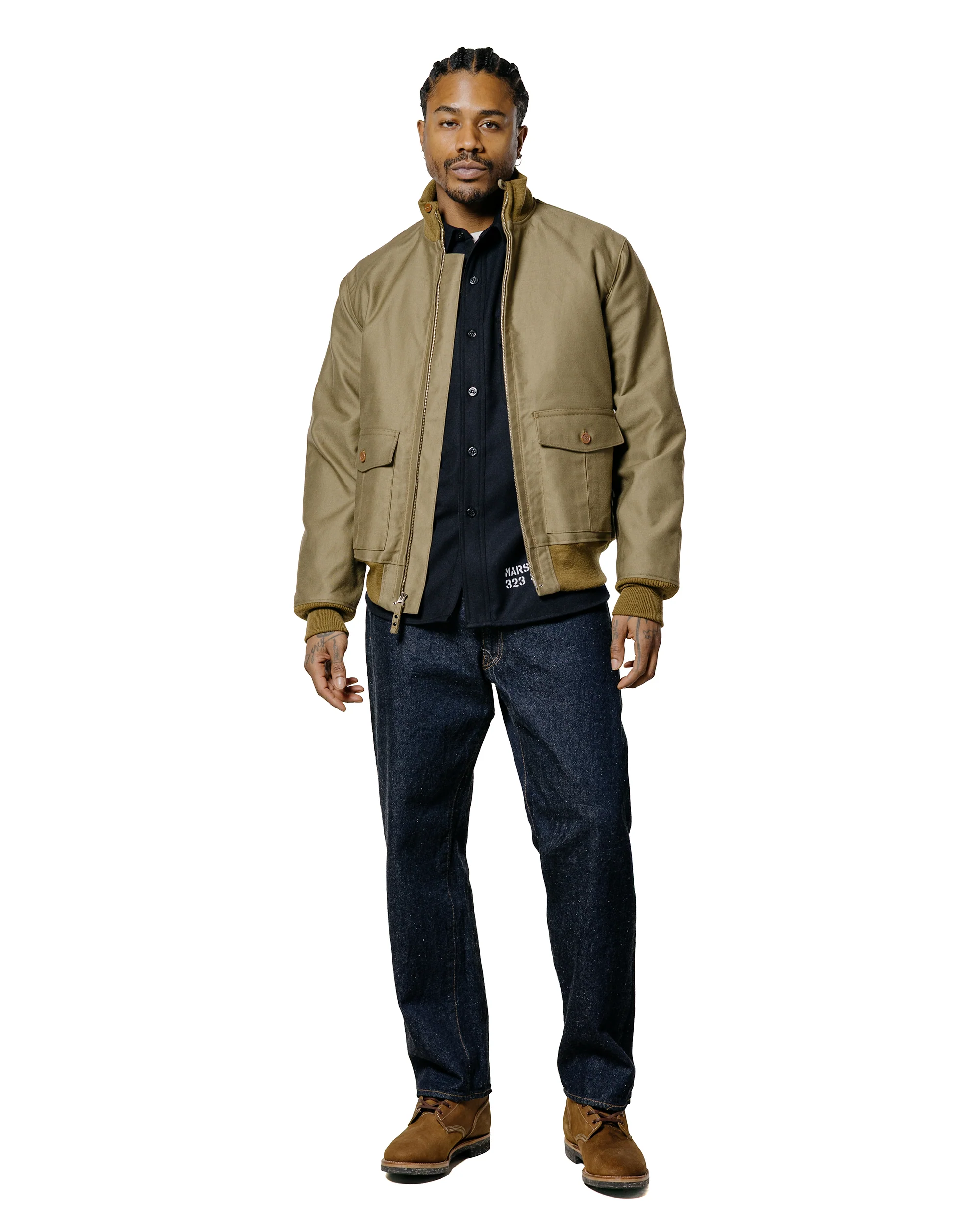 The Real McCoy's MS25102 U.S.N. Wool Blue Flannel Shirt / U.S.S. Brooklyn Navy - Image 4