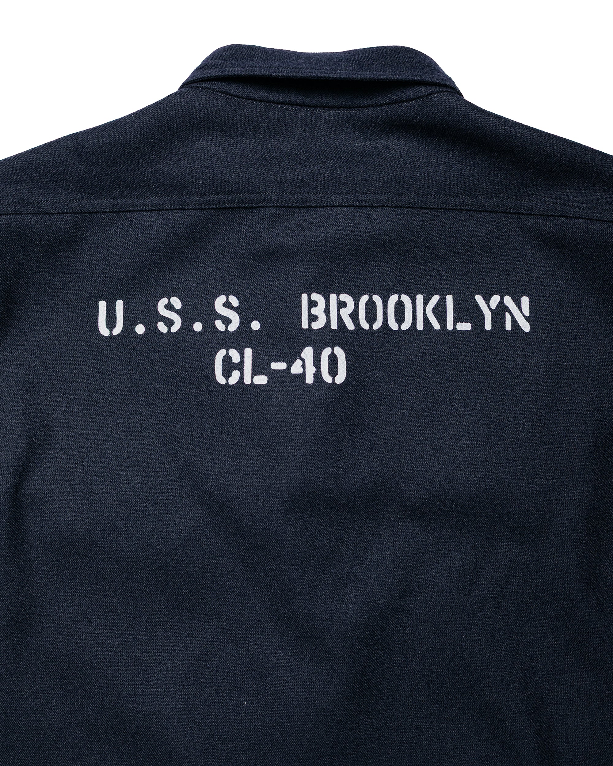 The Real McCoy's MS25102 U.S.N. Wool Blue Flannel Shirt / U.S.S. Brooklyn Navy - Image 5