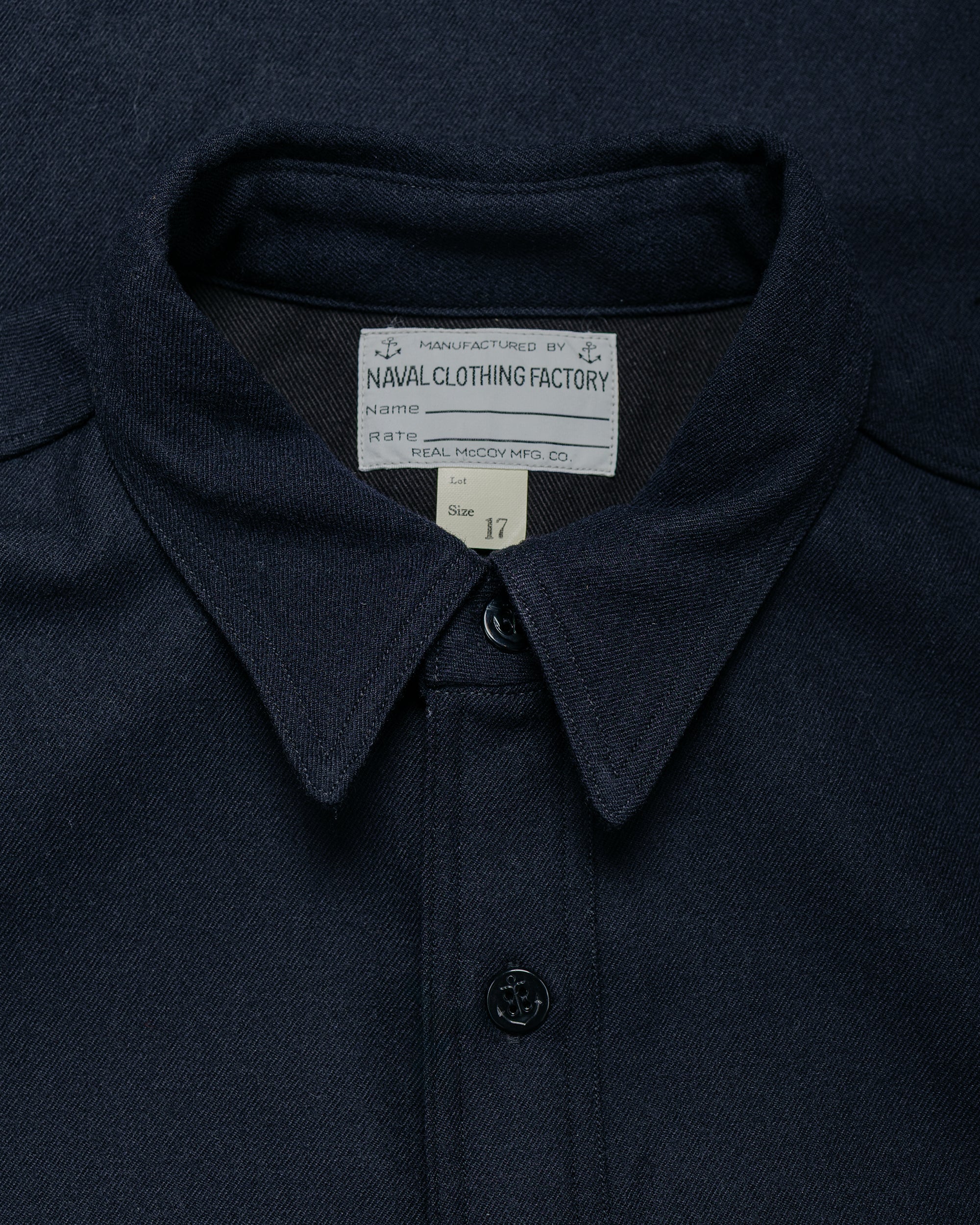 The Real McCoy's MS25102 U.S.N. Wool Blue Flannel Shirt / U.S.S. Brooklyn Navy - Image 7