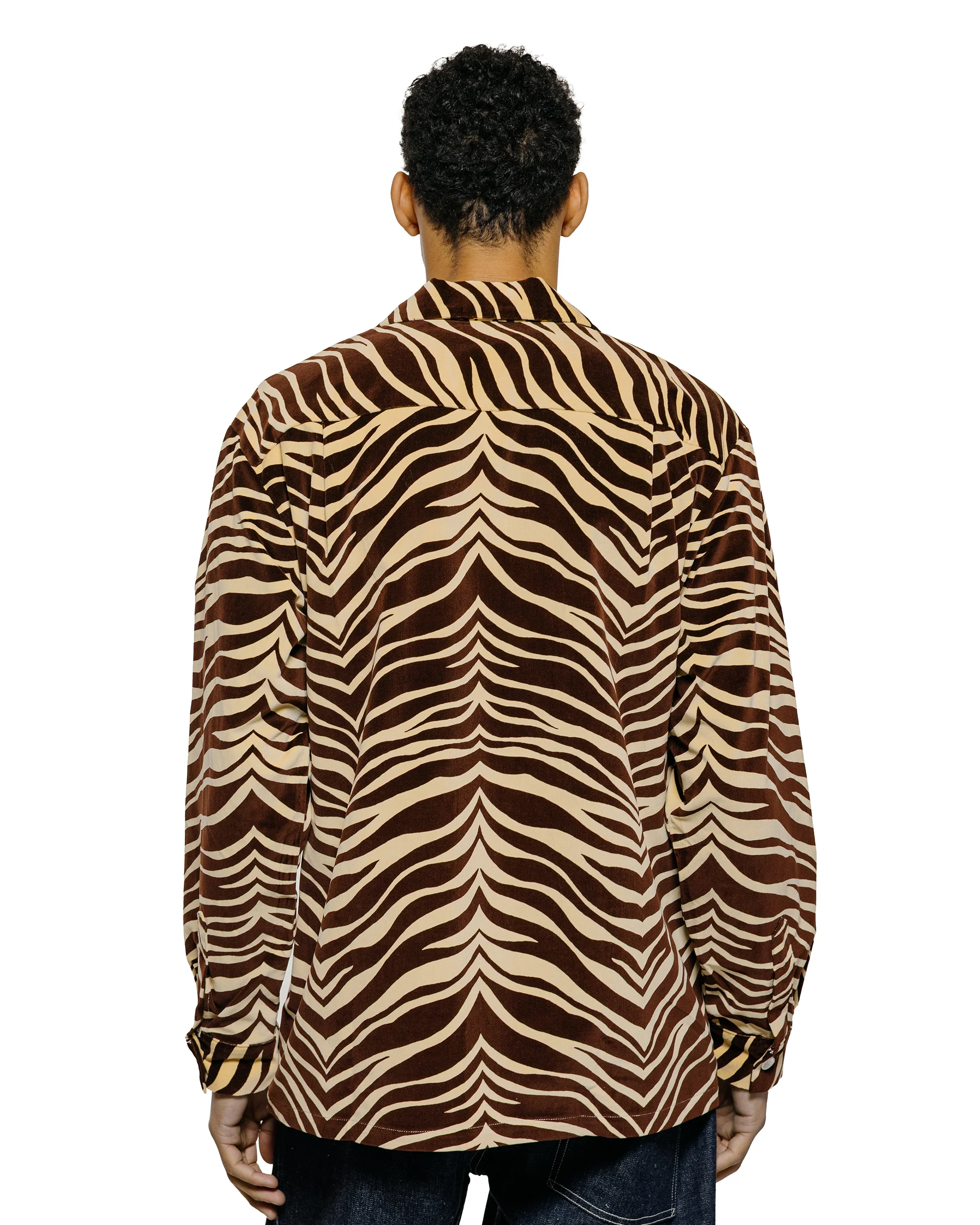 The Real McCoy's MS25108 Printed Velour Open-Collar Shirt Zebra Print - Image 3