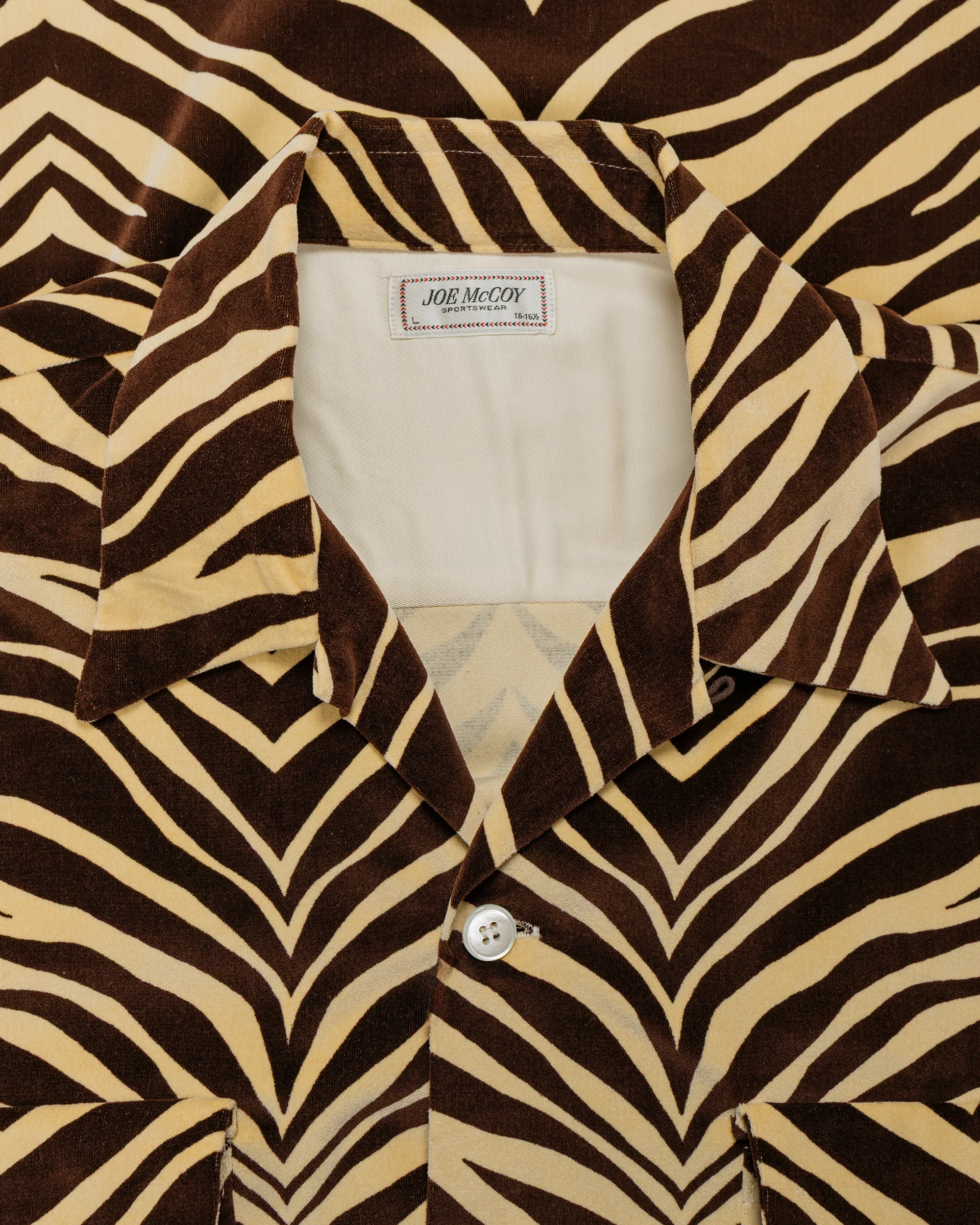 The Real McCoy's MS25108 Printed Velour Open-Collar Shirt Zebra Print - Image 5