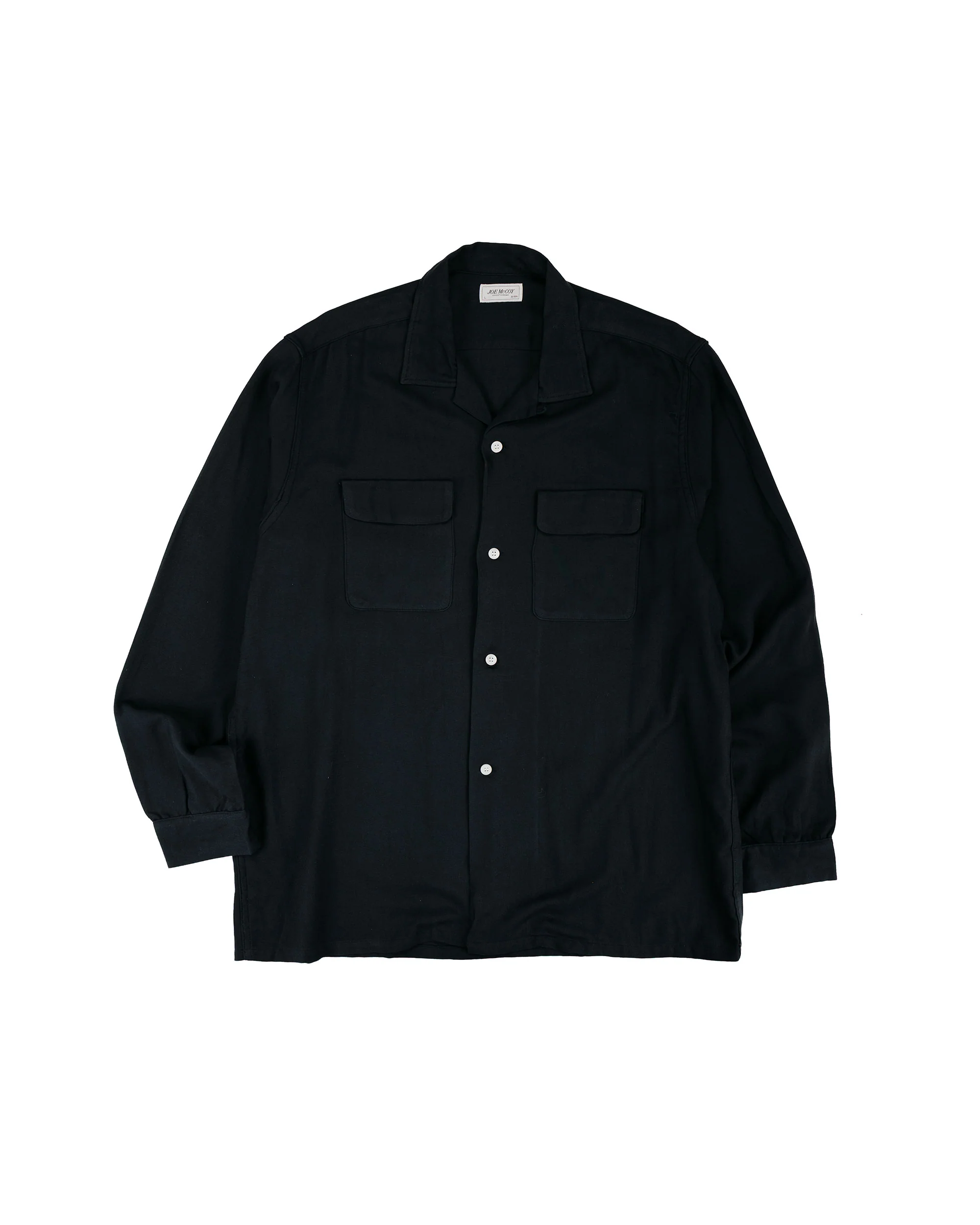 The Real McCoy's MS26008 Open Collar Rayon Shirt Black