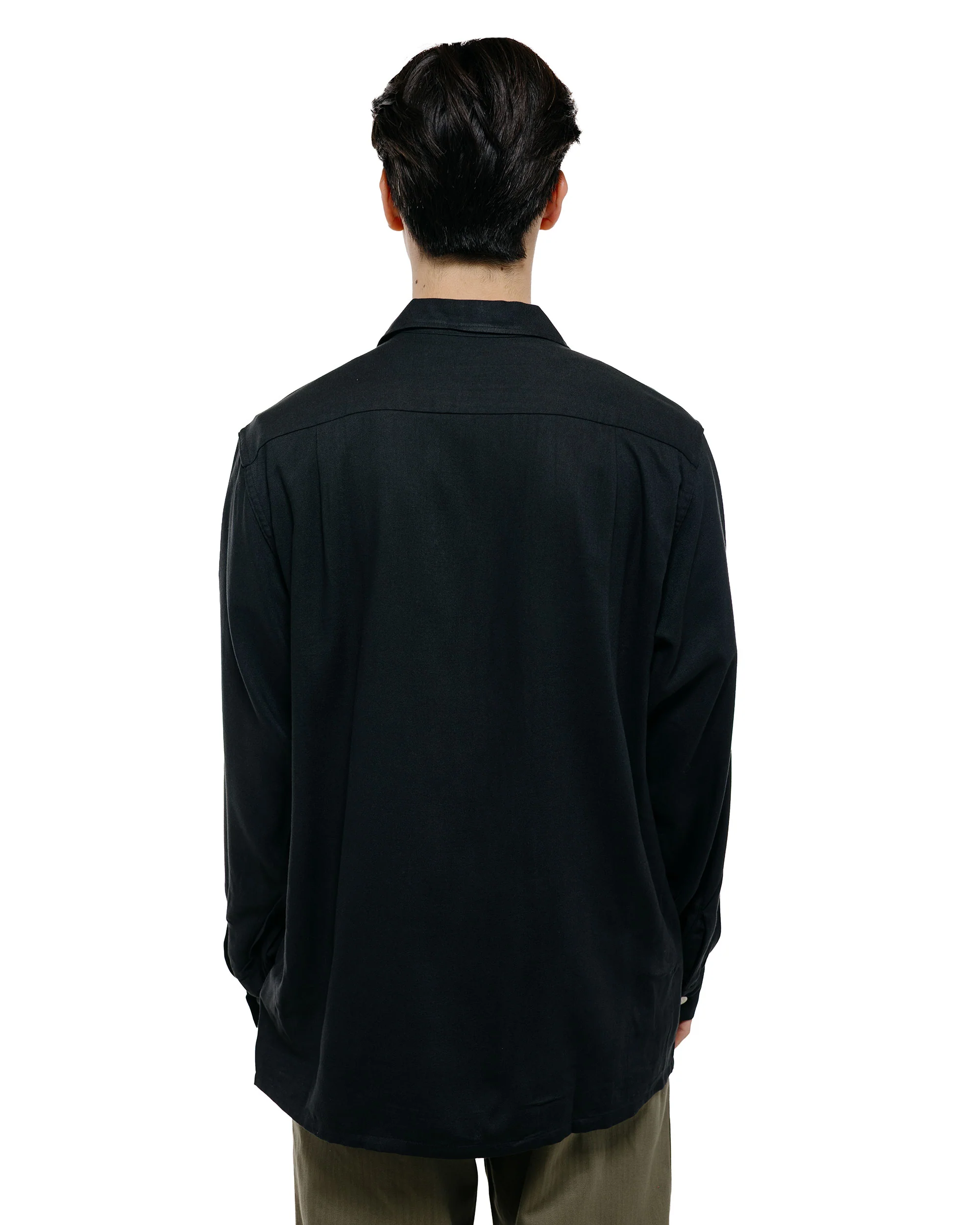 The Real McCoy's MS26008 Open Collar Rayon Shirt Black - Image 3