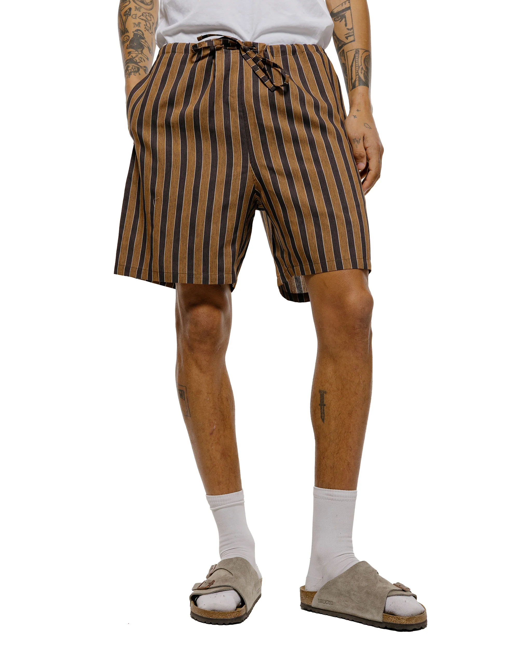 ts(s) Drawstring Shorts Bold Stripe Viscose/Polyester Cloth Brown - Image 2