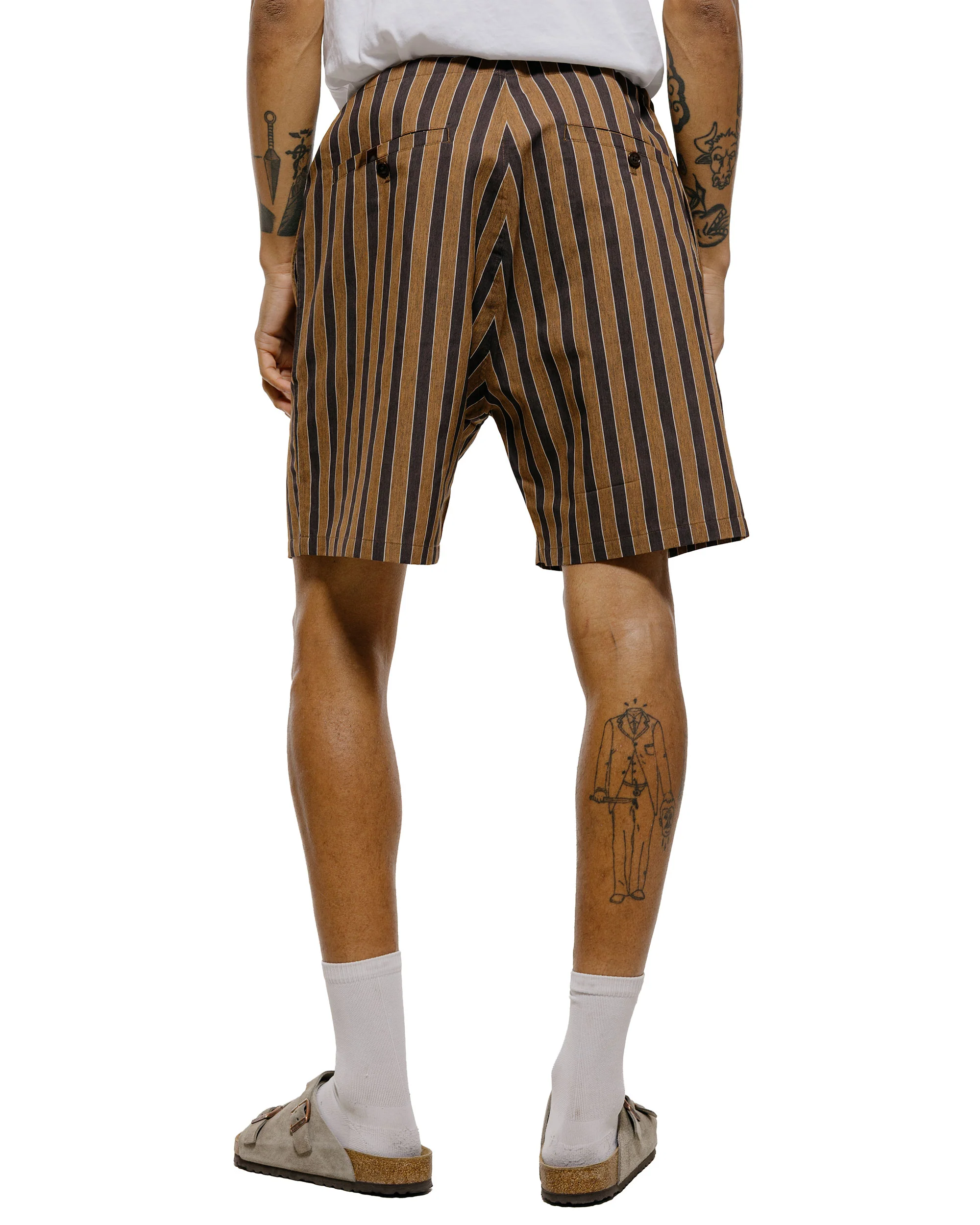 ts(s) Drawstring Shorts Bold Stripe Viscose/Polyester Cloth Brown - Image 3