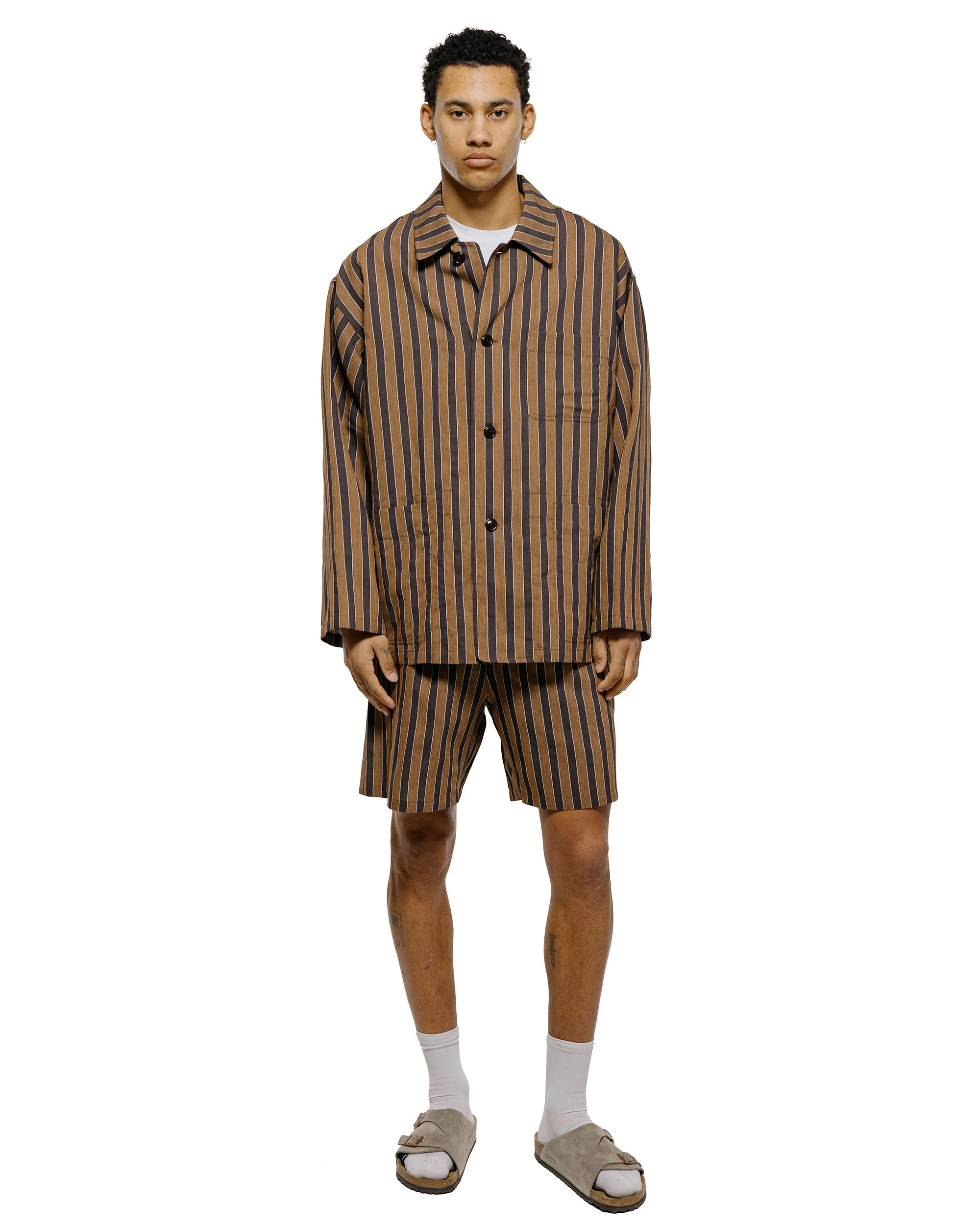 ts(s) Drawstring Shorts Bold Stripe Viscose/Polyester Cloth Brown - Image 4
