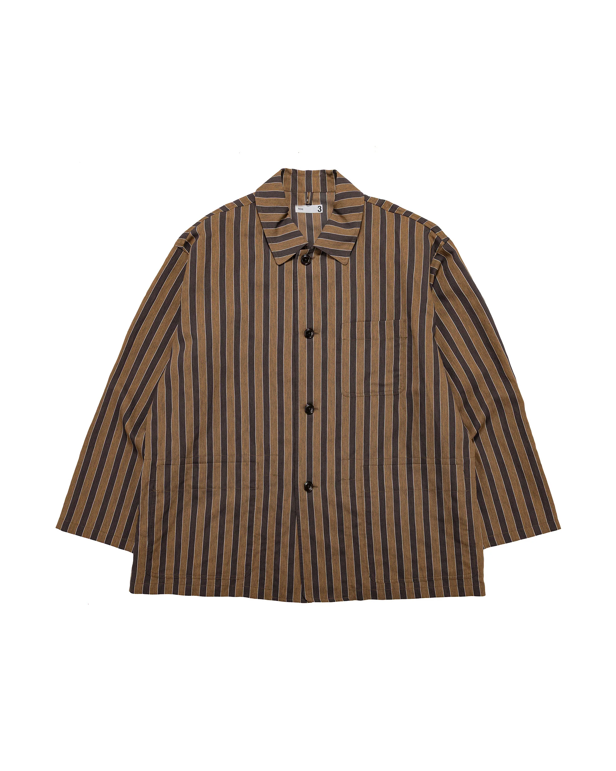 ts(s) Jacket Shirt Bold Stripe Viscose/Polyester Cloth Brown