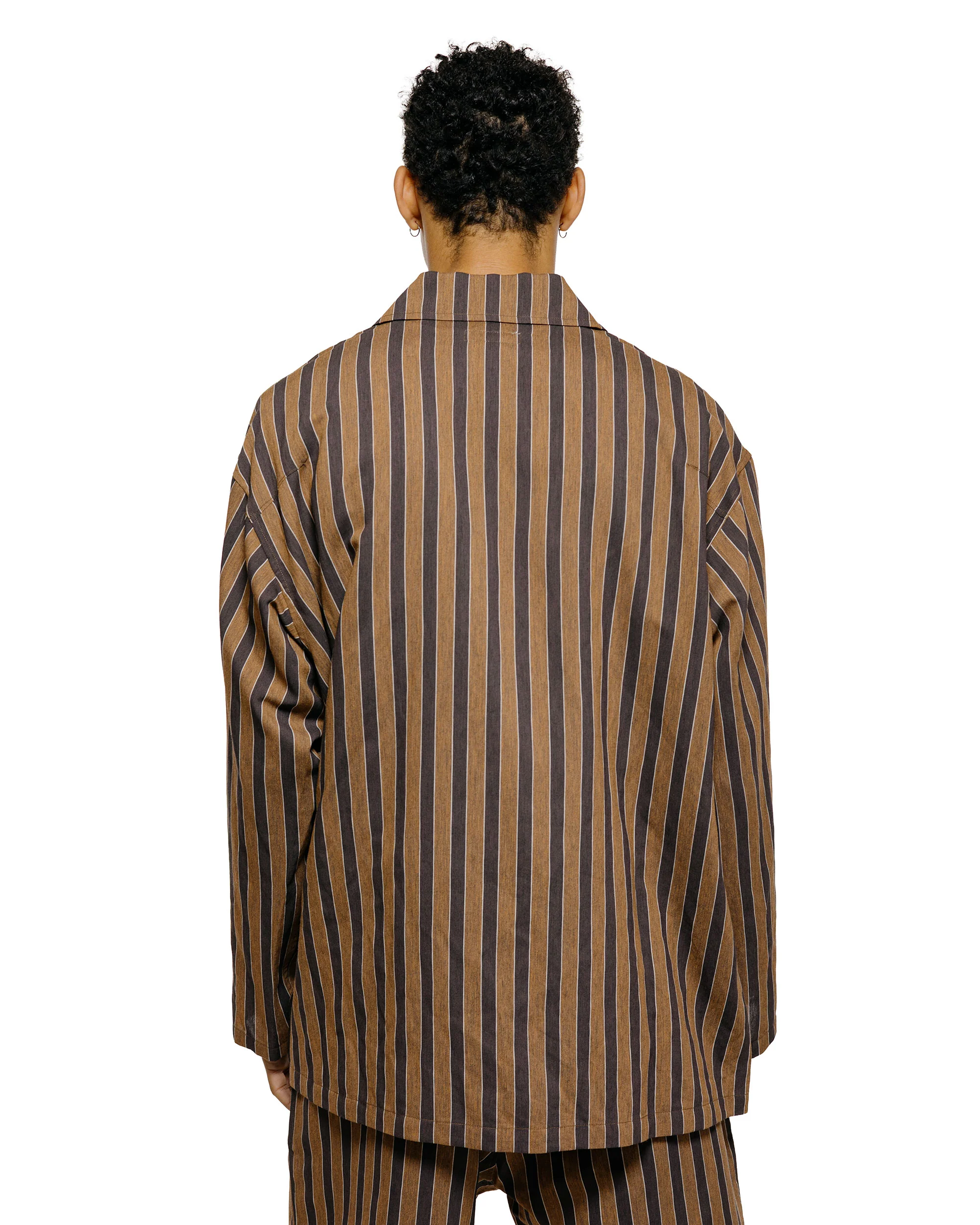 ts(s) Jacket Shirt Bold Stripe Viscose/Polyester Cloth Brown - Image 3