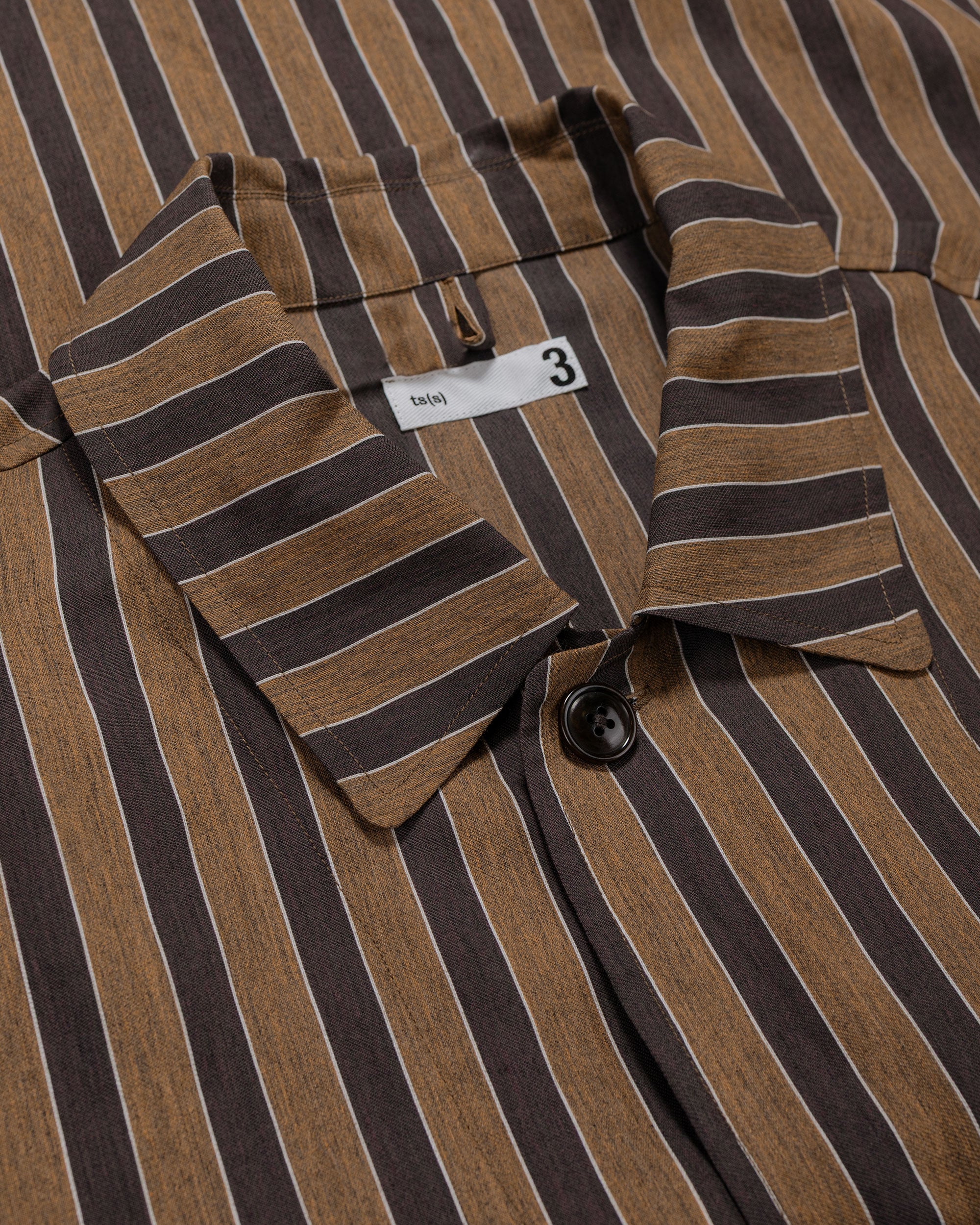 ts(s) Jacket Shirt Bold Stripe Viscose/Polyester Cloth Brown - Image 5