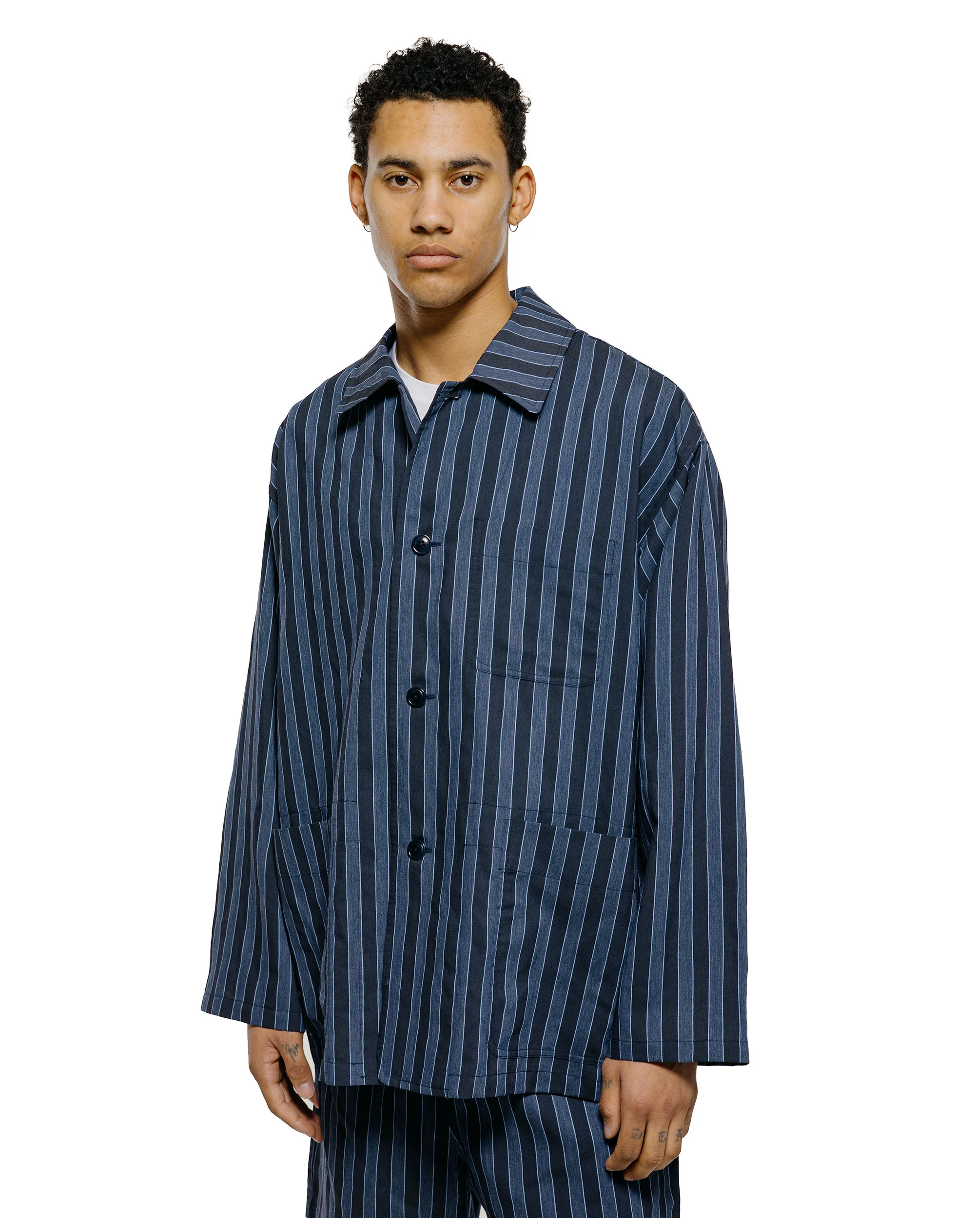 ts(s) Jacket Shirt Bold Stripe Viscose/Polyester Cloth Navy - Image 2