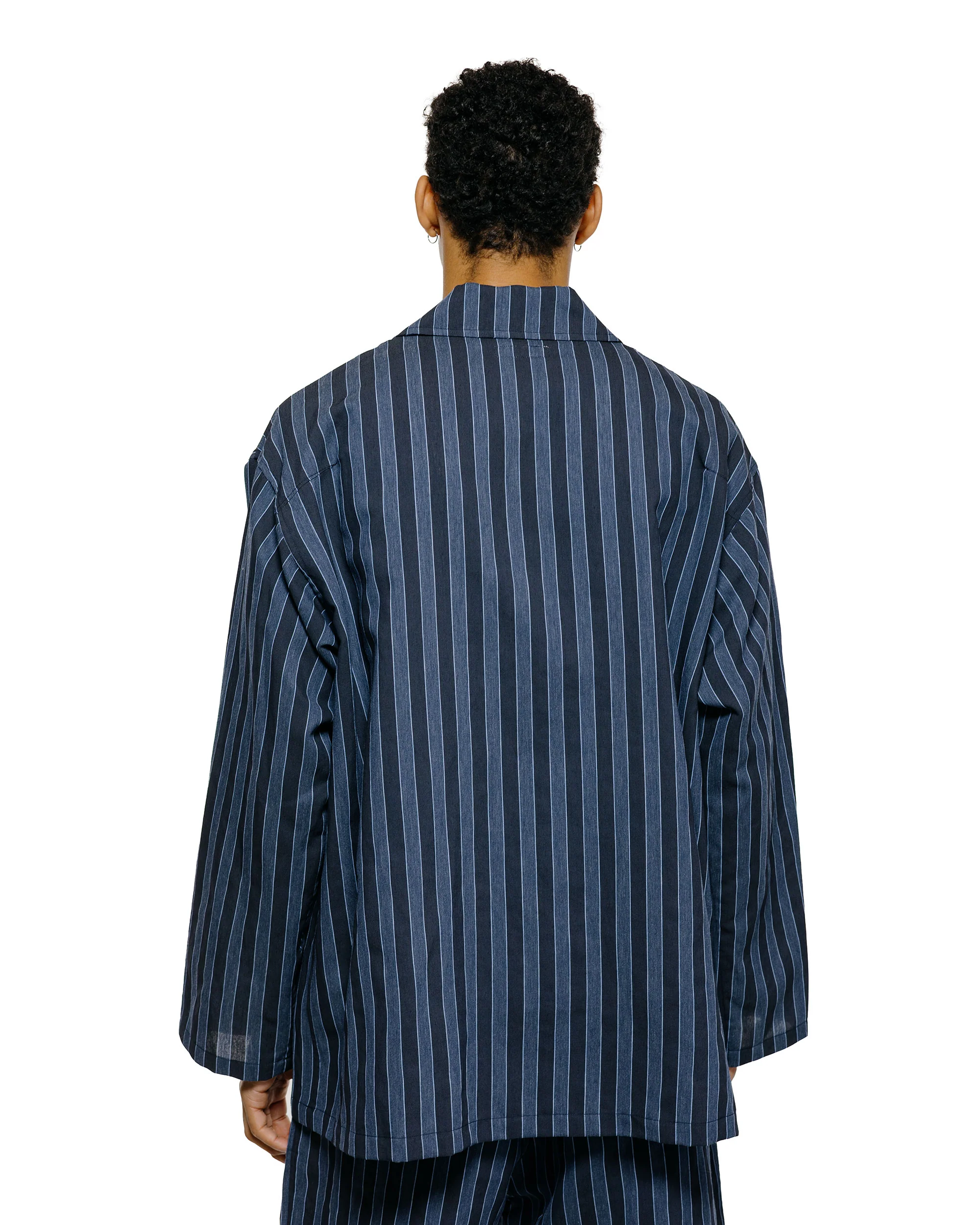 ts(s) Jacket Shirt Bold Stripe Viscose/Polyester Cloth Navy - Image 3
