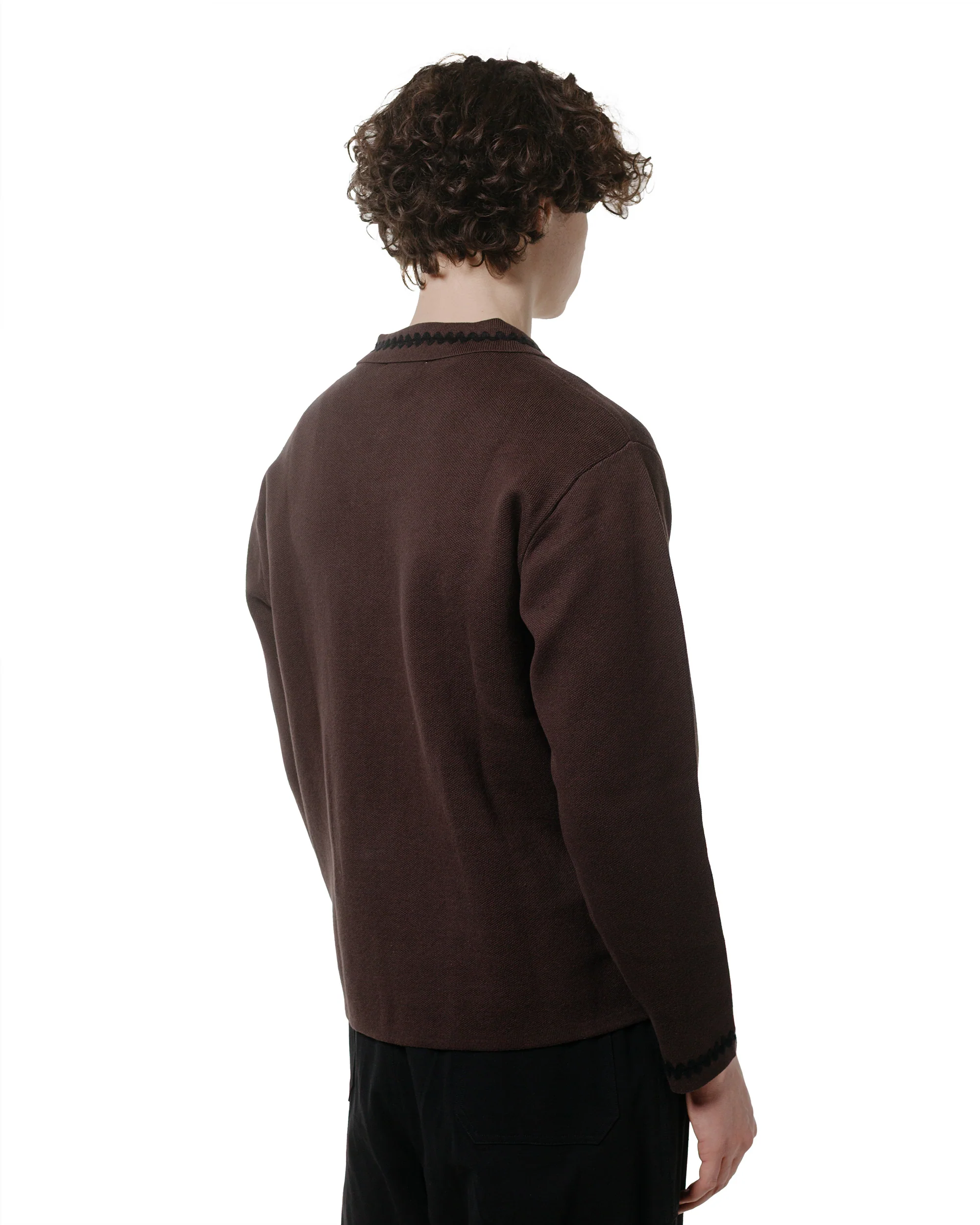 TTT MSW Knit Polo Cardigan Brown - Image 3