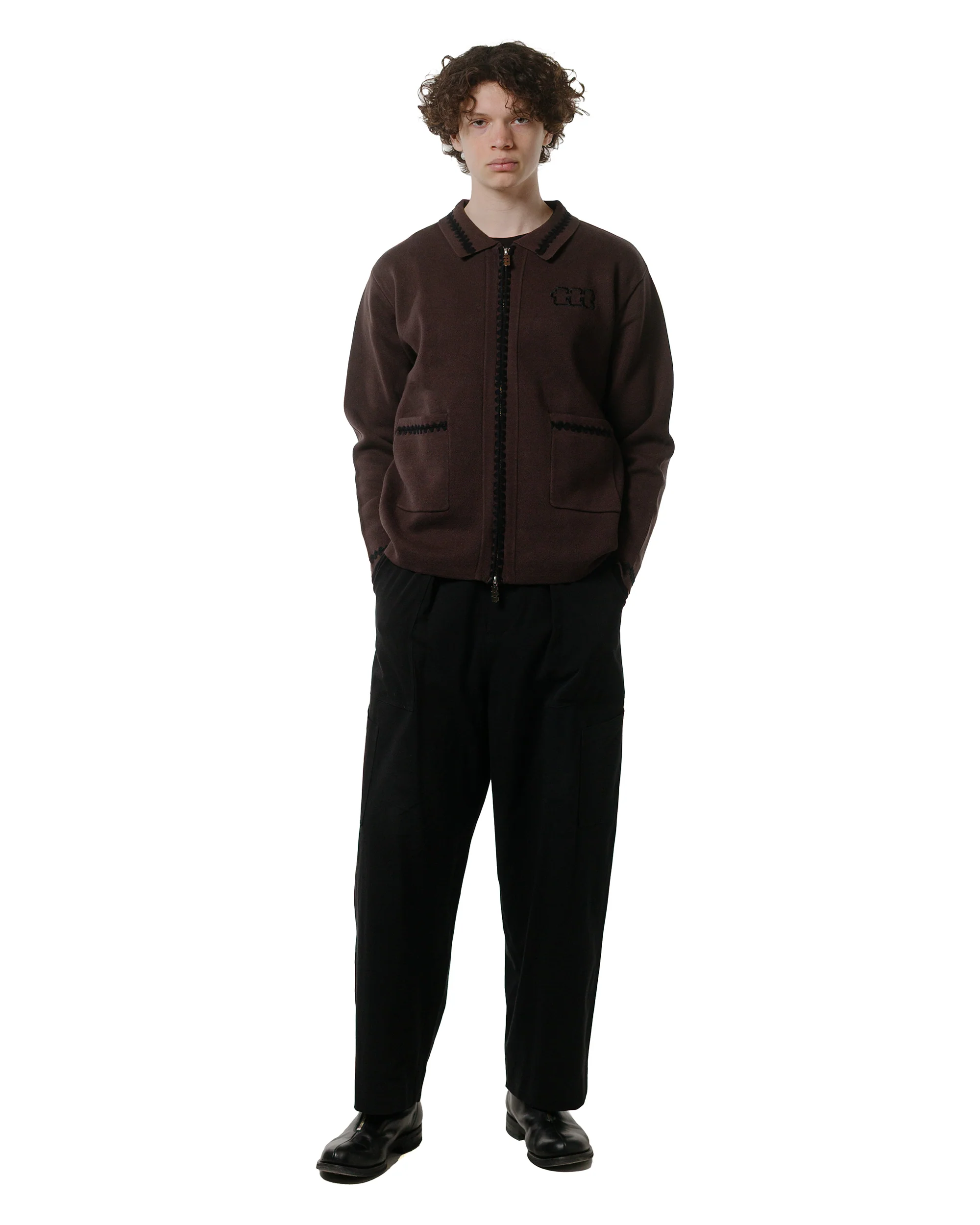 TTT MSW Knit Polo Cardigan Brown - Image 4