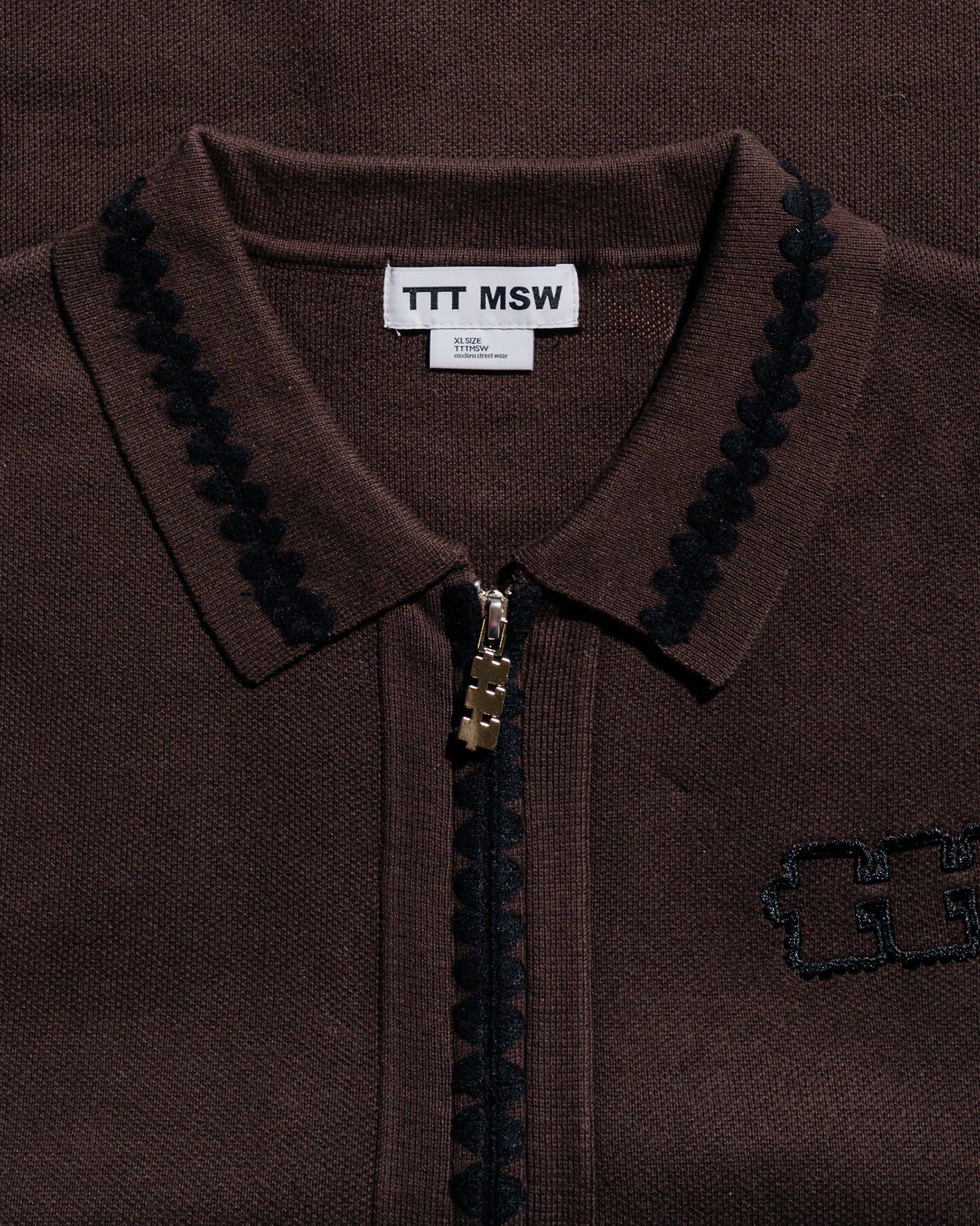 TTT MSW Knit Polo Cardigan Brown - Image 5