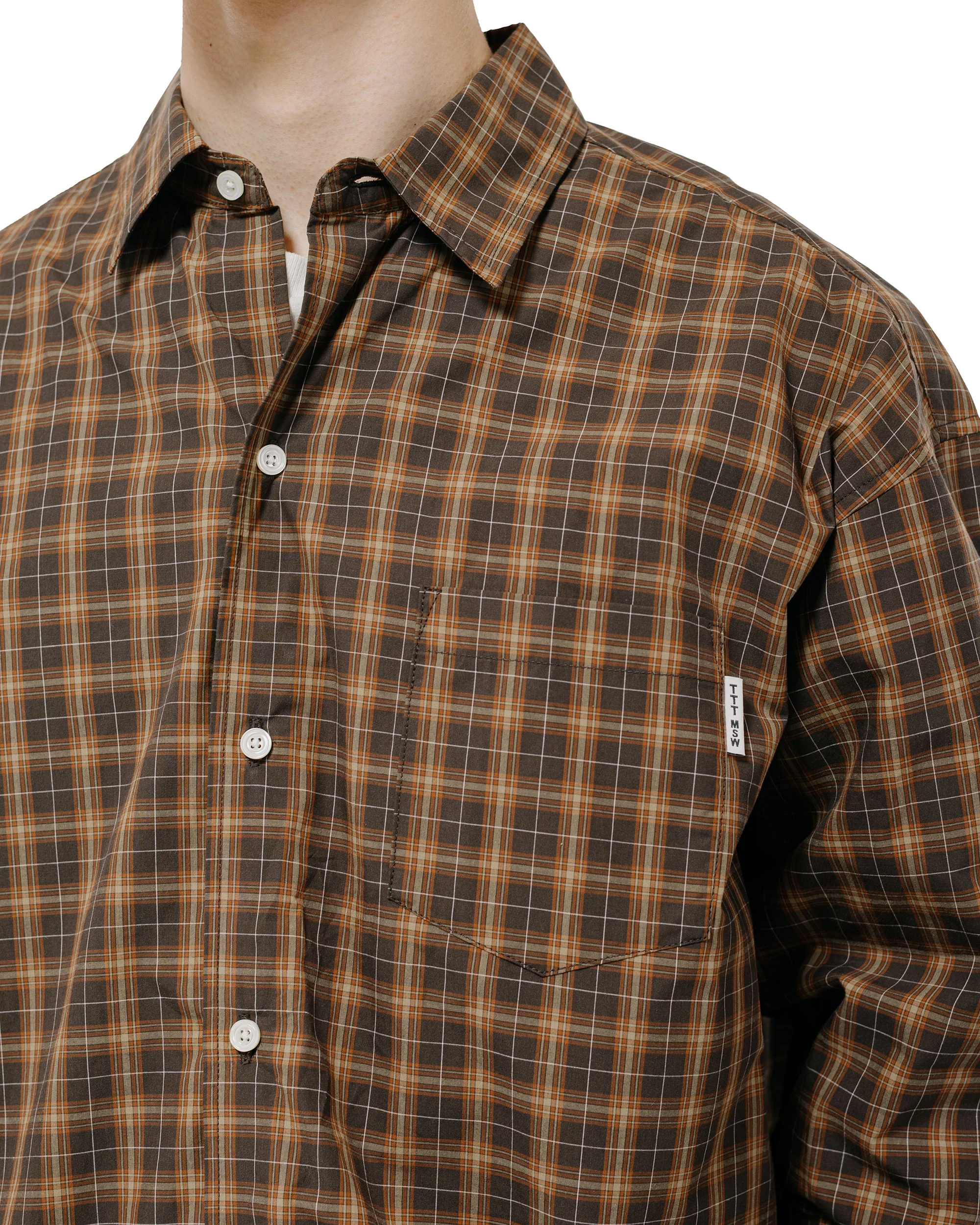 TTT MSW Regular Collar Shirt Brown Check - Image 3