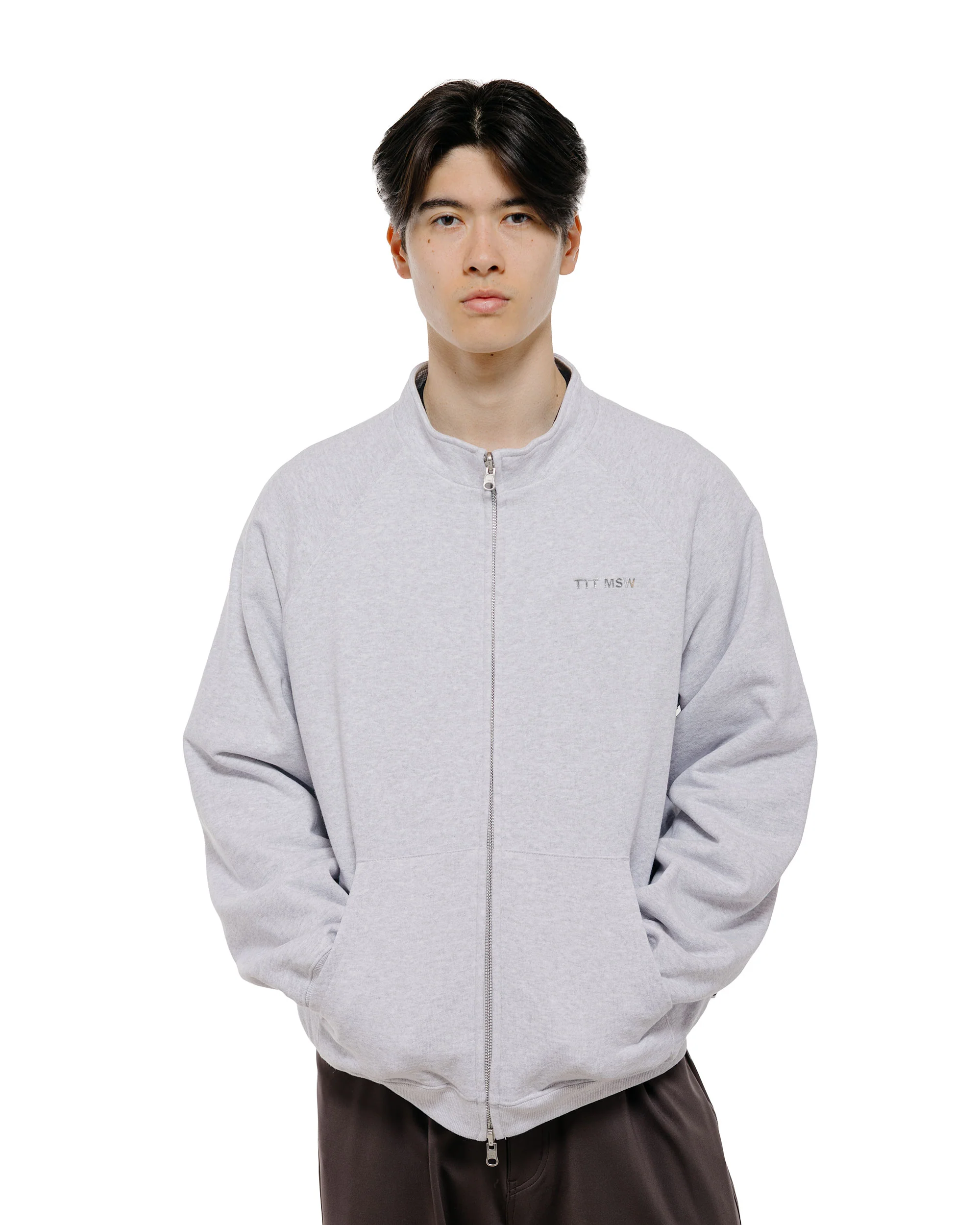 TTT MSW Zip Up Crew Neck Sweat Ash - Image 2