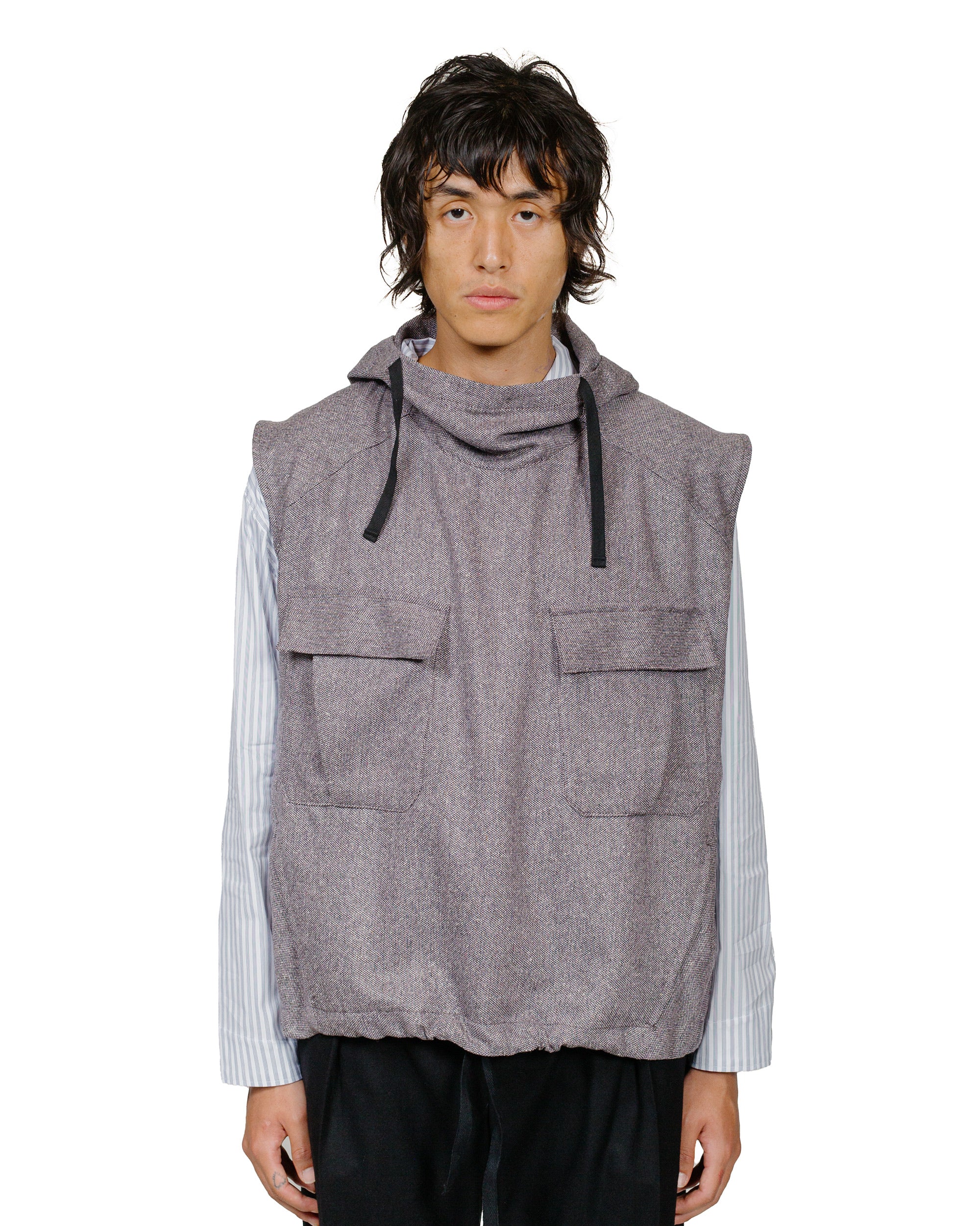 Wanze Army Smock Vest Italian Donegal Wool Purple - Image 2