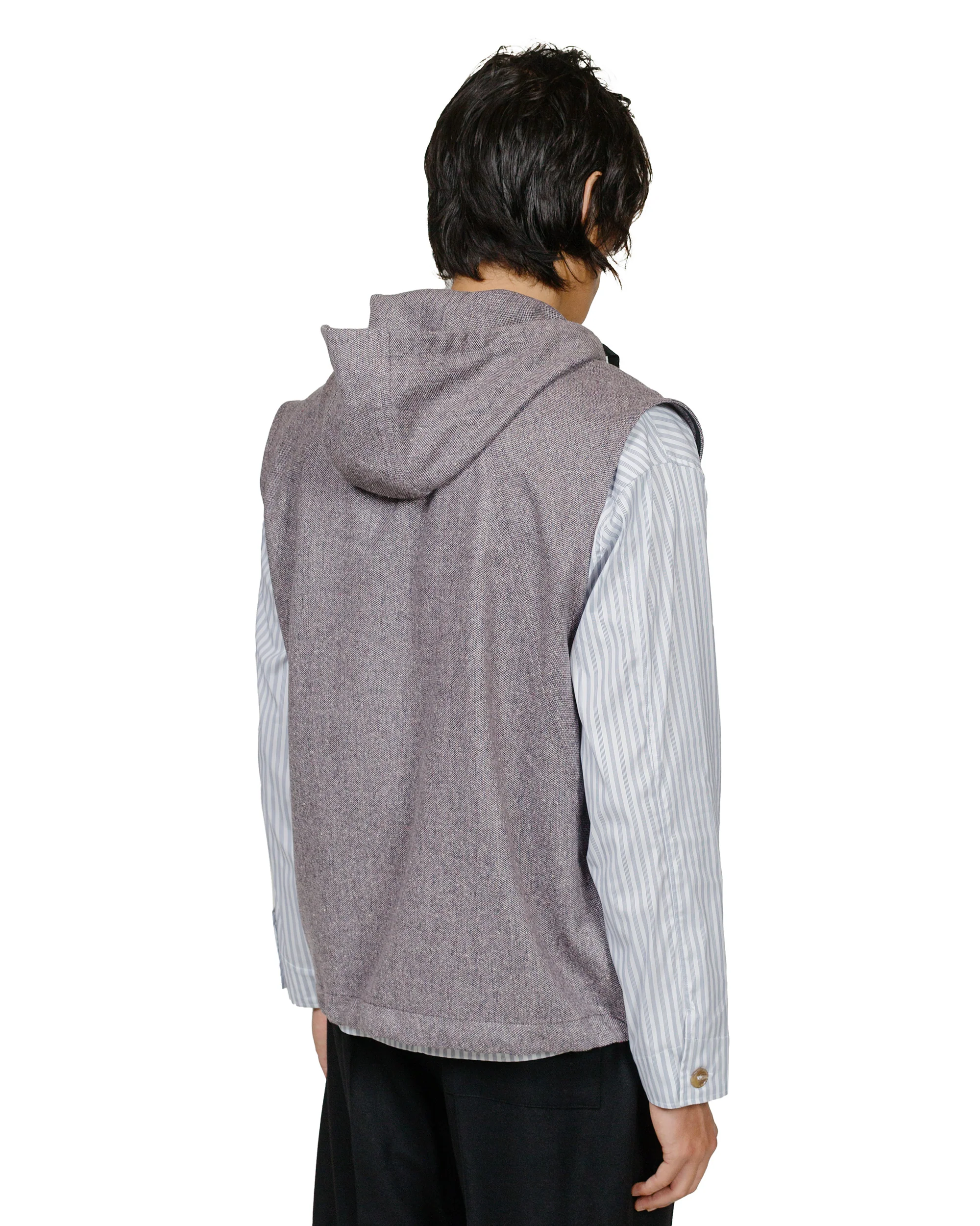 Wanze Army Smock Vest Italian Donegal Wool Purple - Image 3