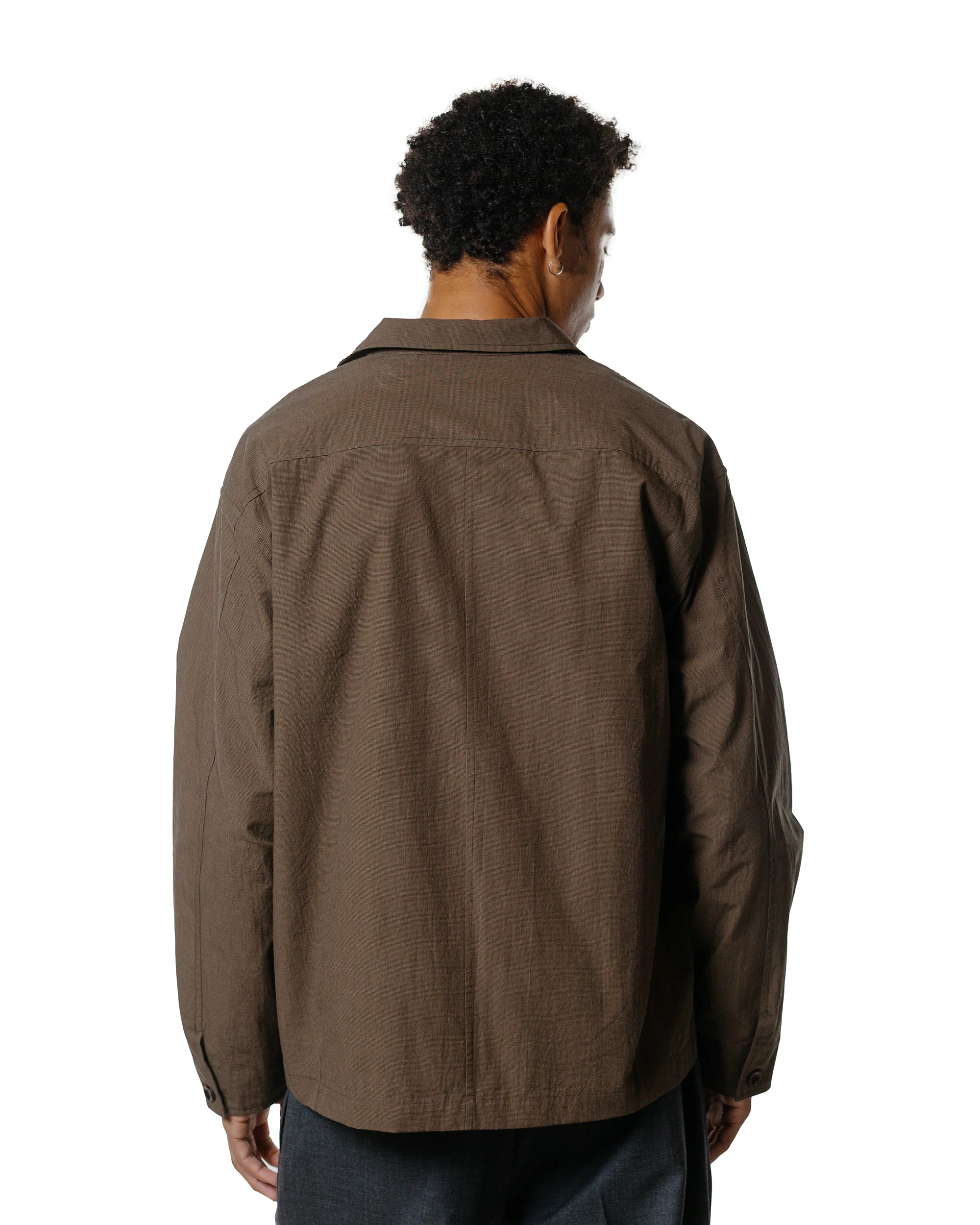 Wanze Chore Shirt Cotton Micro Houndstooth Walnut - Image 3