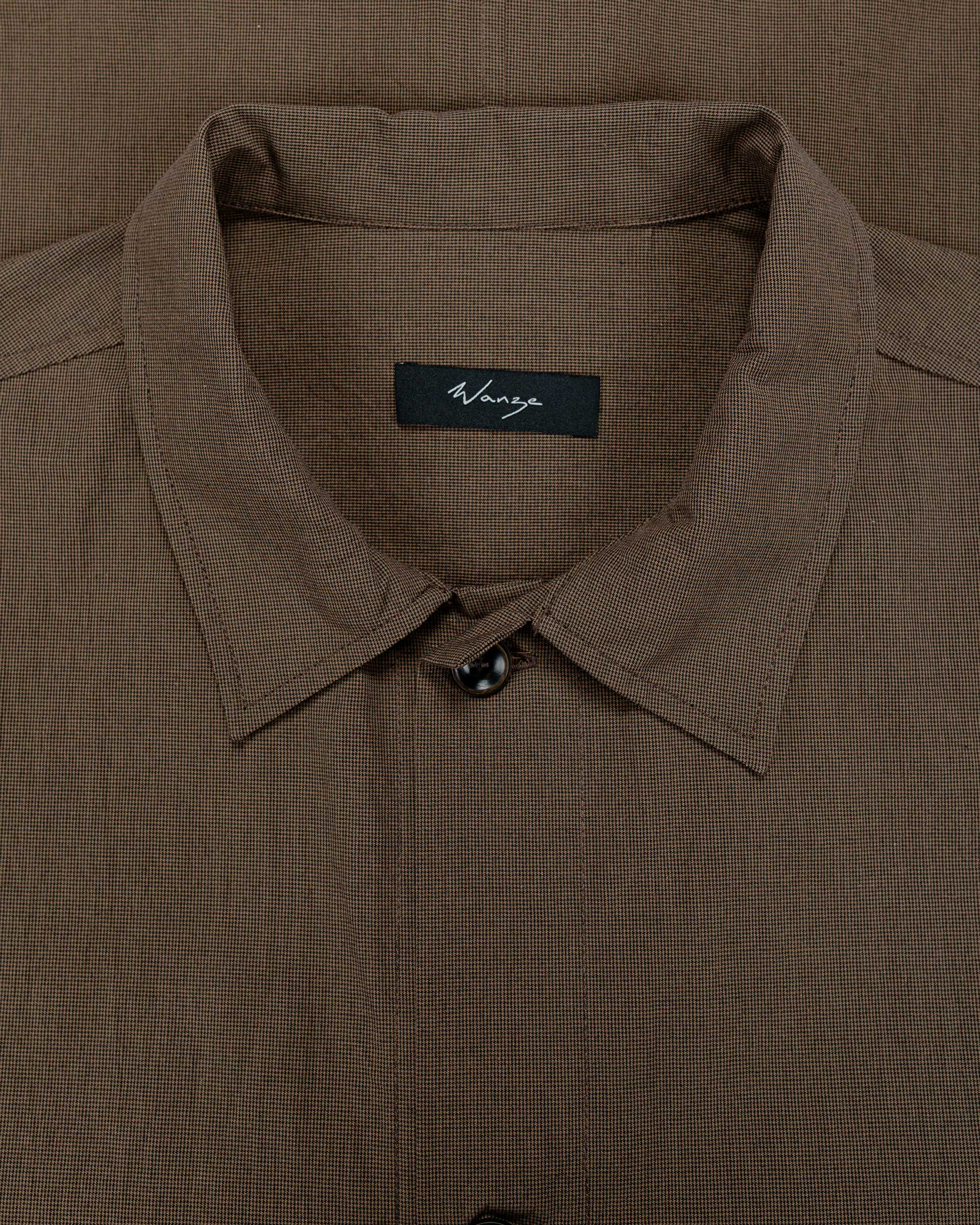 Wanze Chore Shirt Cotton Micro Houndstooth Walnut - Image 5