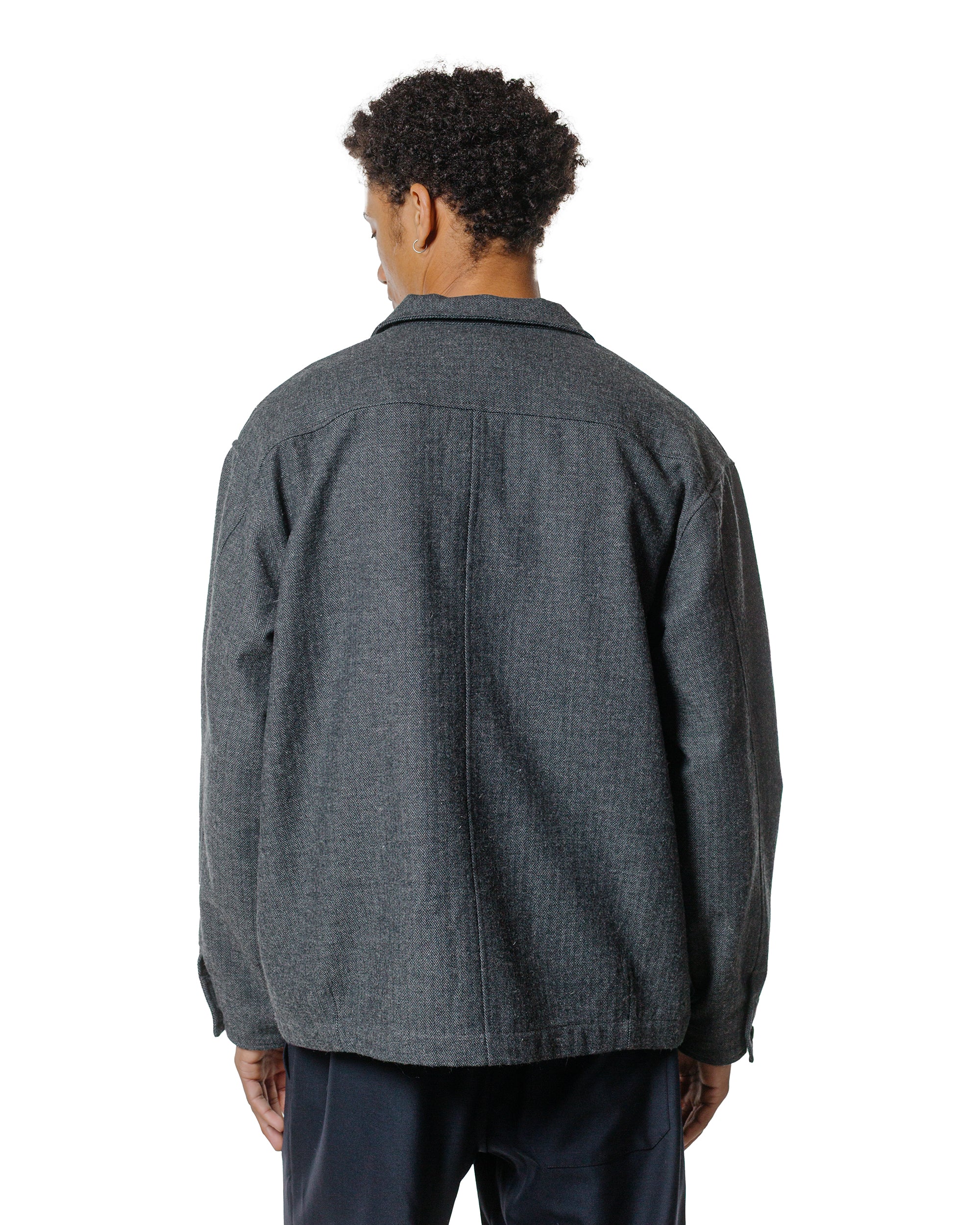 Wanze Chore Shirt Cotton Wool Herringbone Grey - Image 3