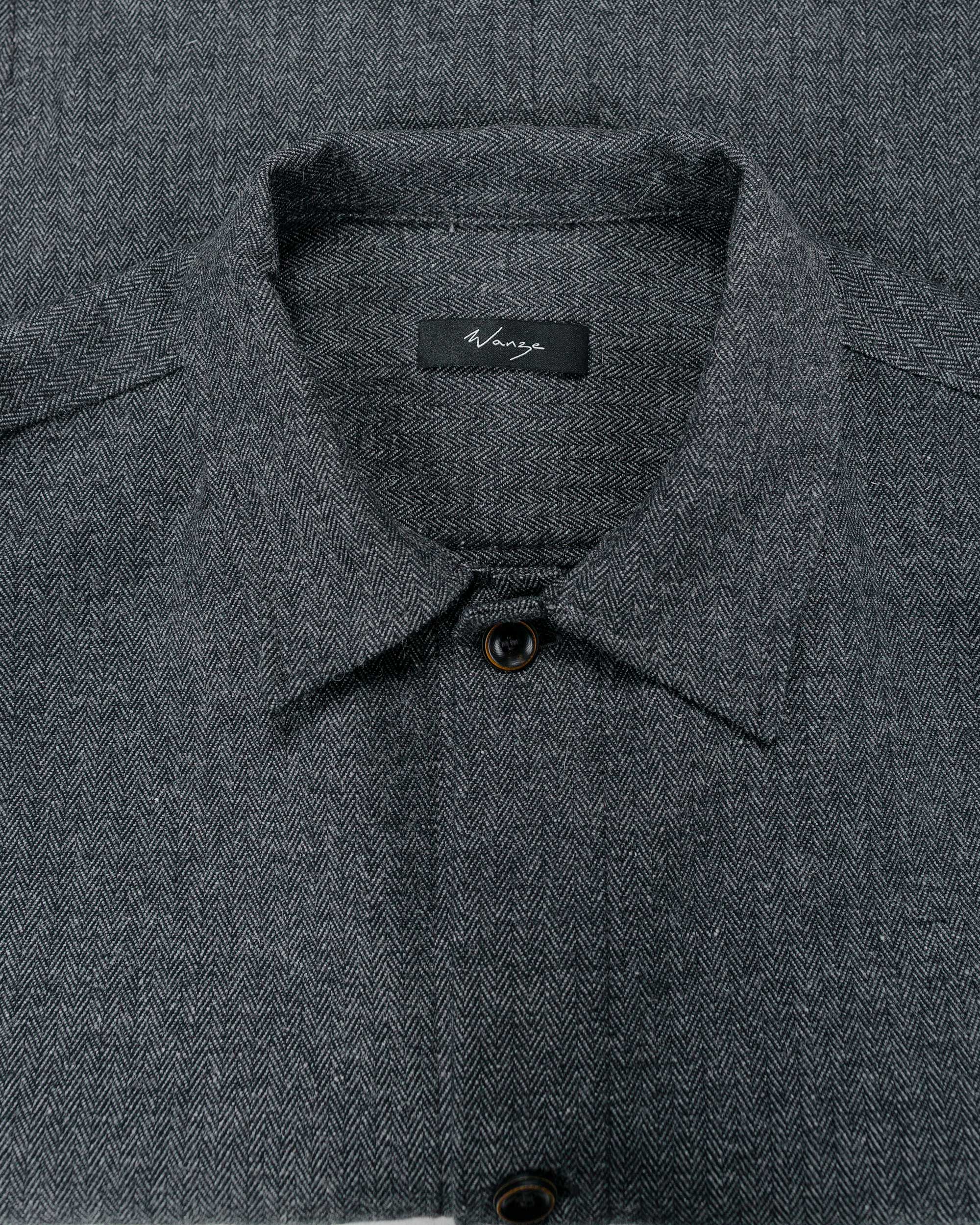 Wanze Chore Shirt Cotton Wool Herringbone Grey - Image 5