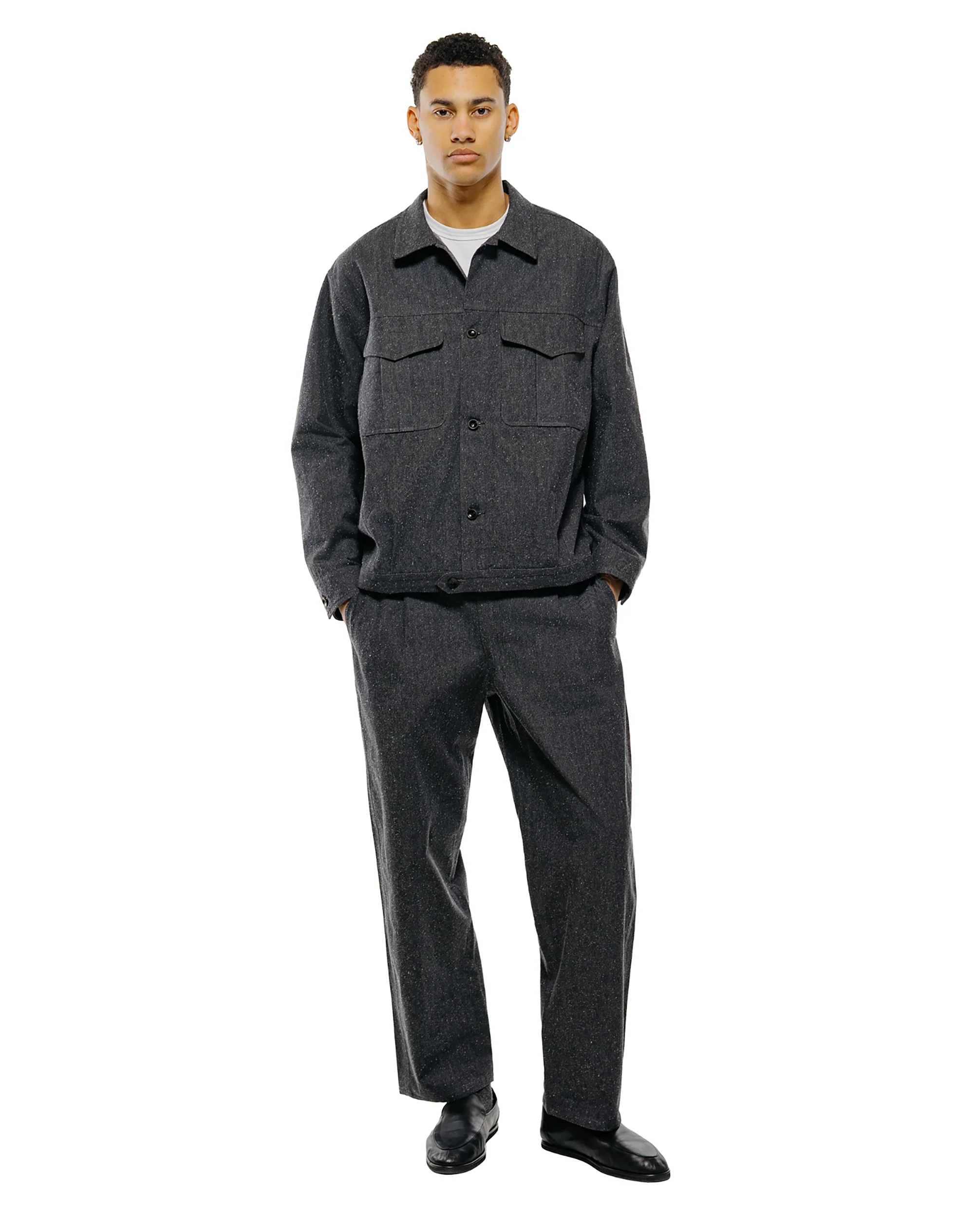 Wanze Cyclist Shirt Jacket Cotton Silk Chambray Black - Image 4
