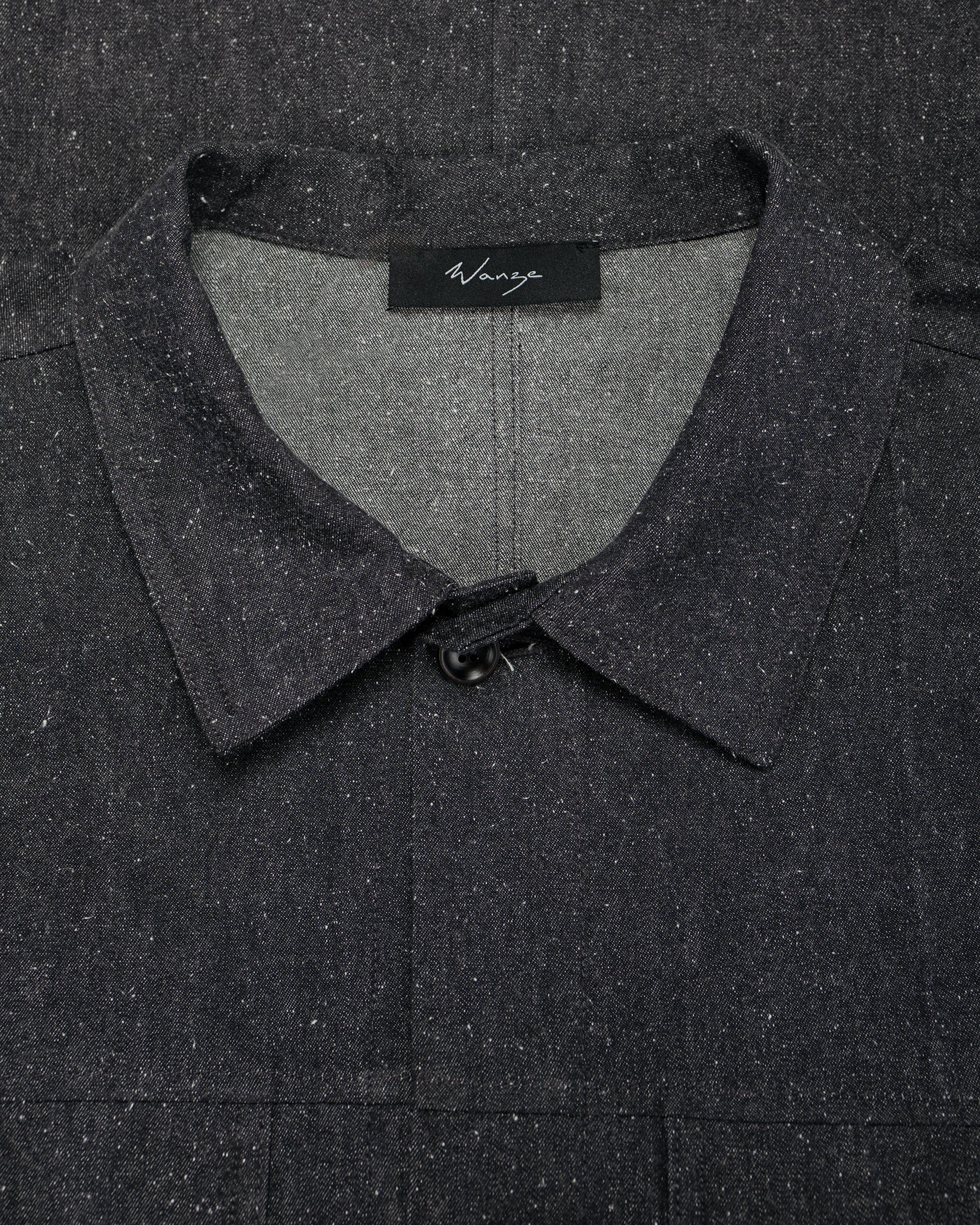 Wanze Cyclist Shirt Jacket Cotton Silk Chambray Black - Image 5