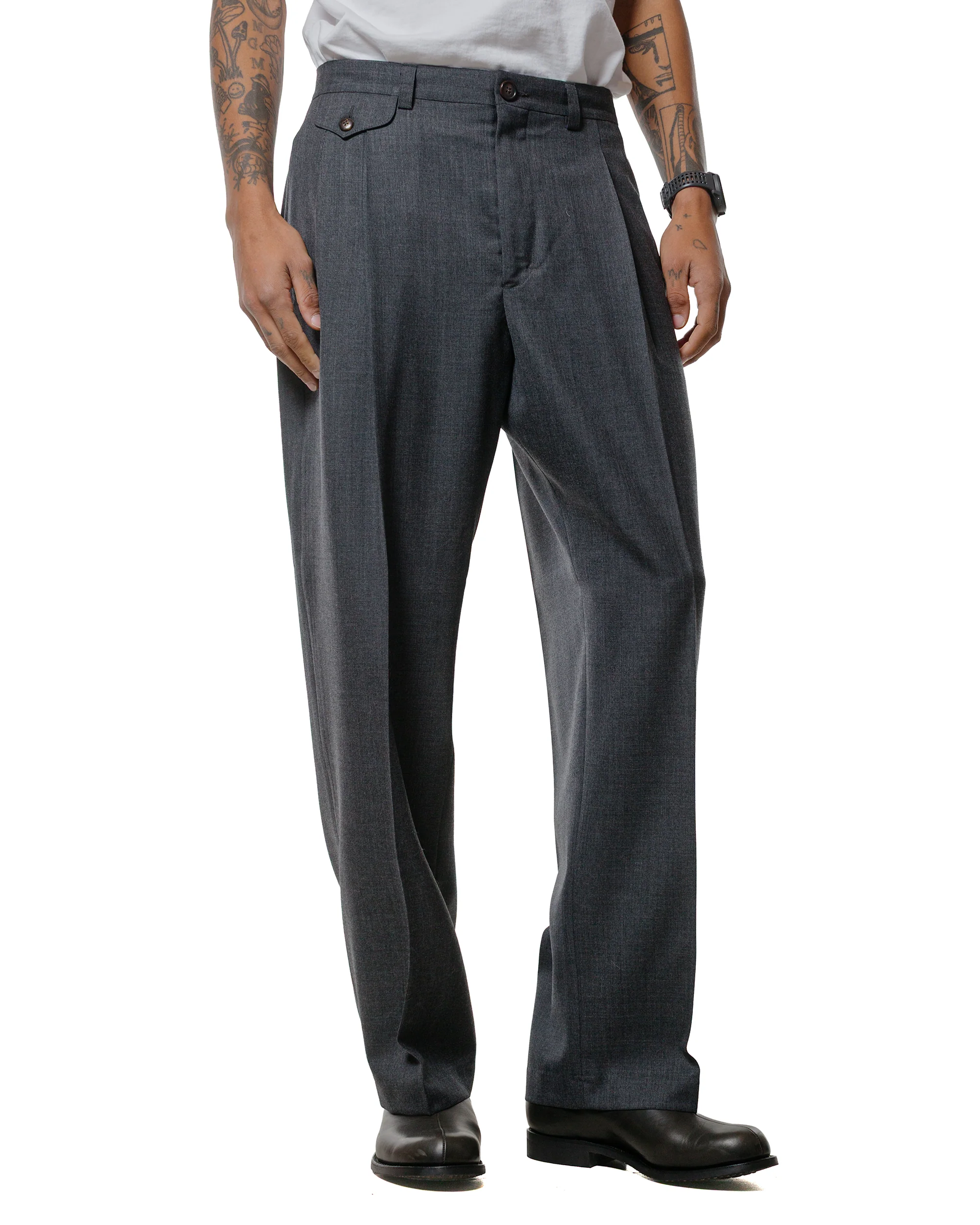 Wanze Double Pleated Trouser Merino Wool Slate - Image 2