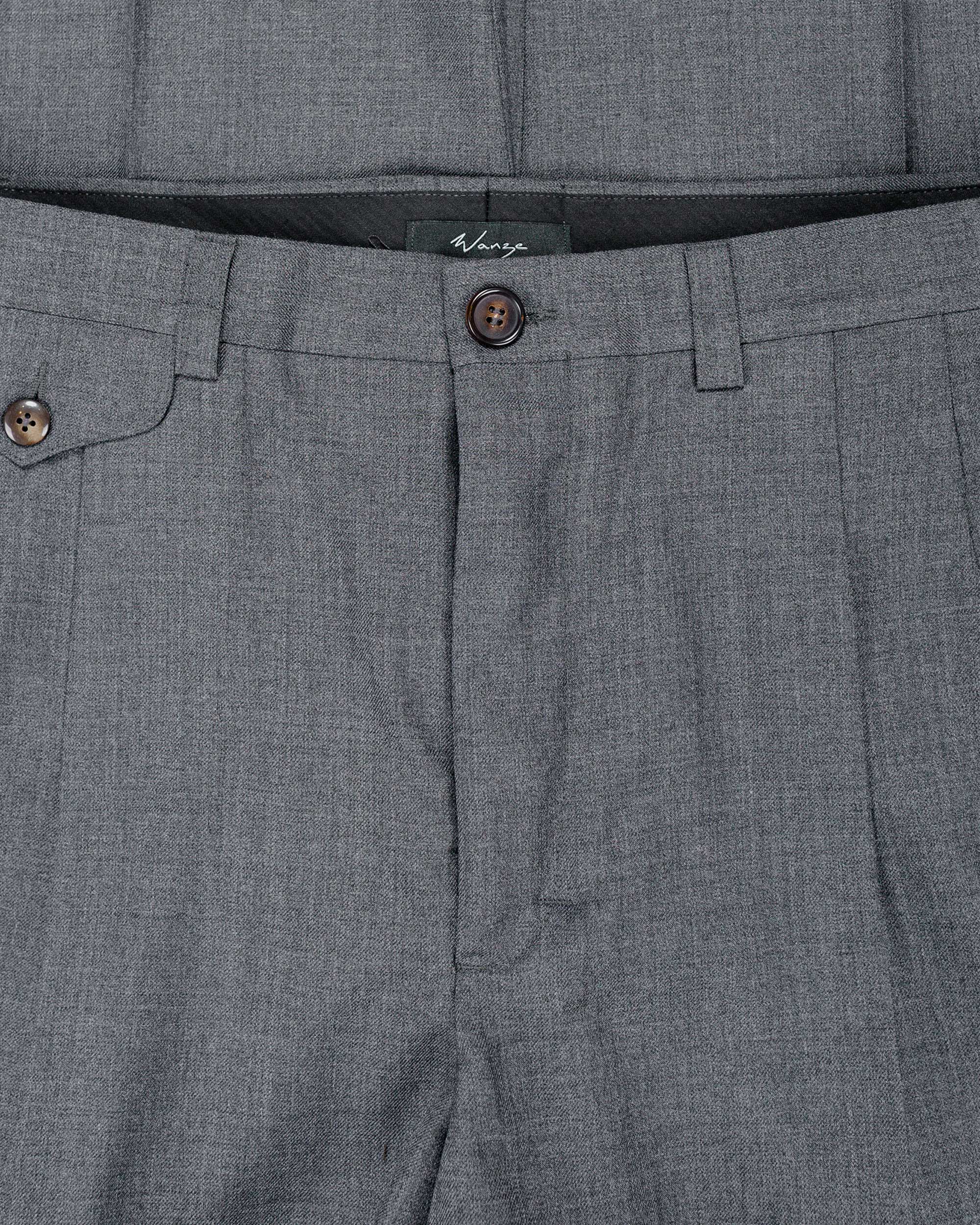 Wanze Double Pleated Trouser Merino Wool Slate - Image 5