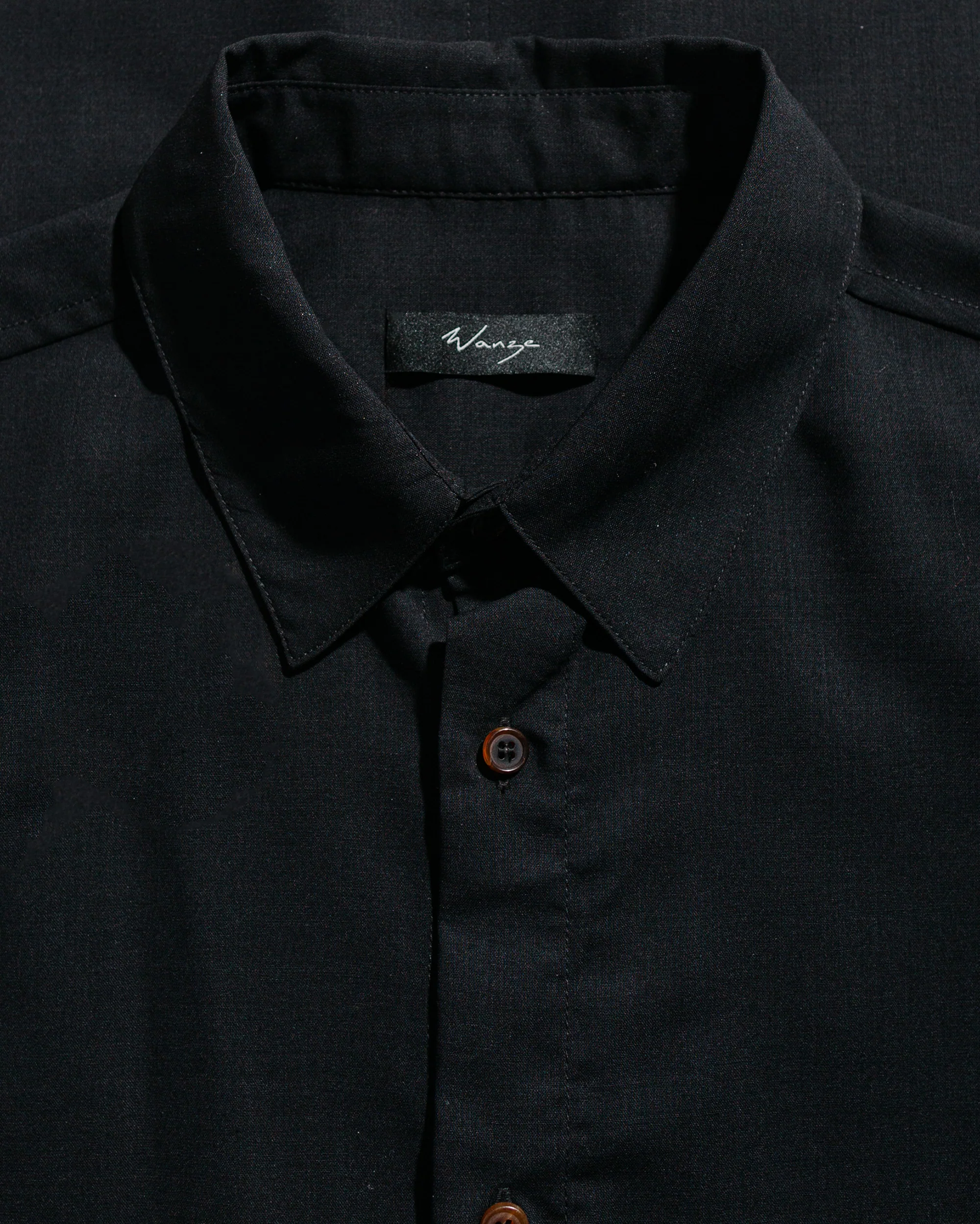 Wanze Layered Button Up Shirt Wool Voile Black - Image 5