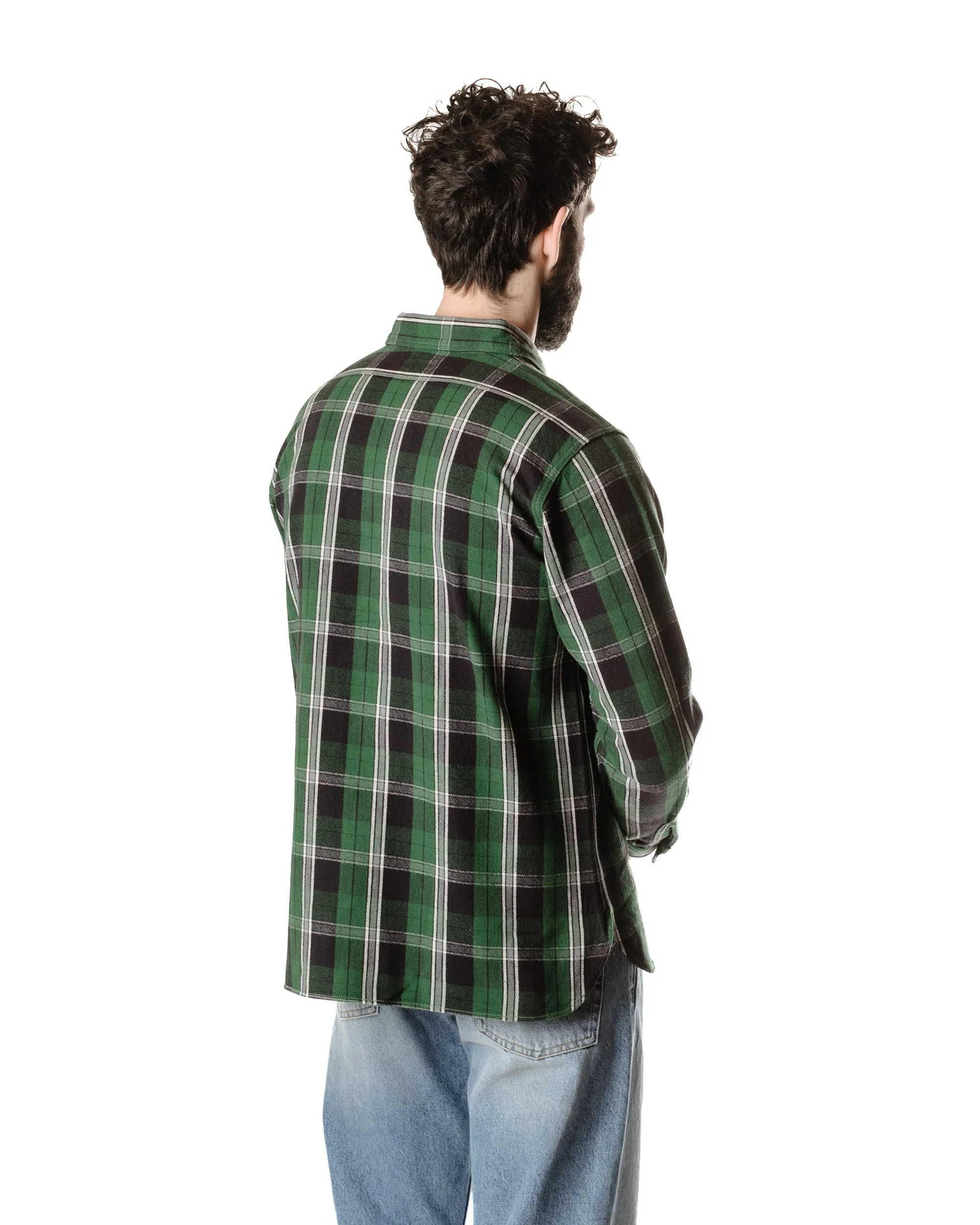 Warehouse Lot. 3022 Flannel Shirt With Chinstrap G Pattern Green (One Wash) - Image 4