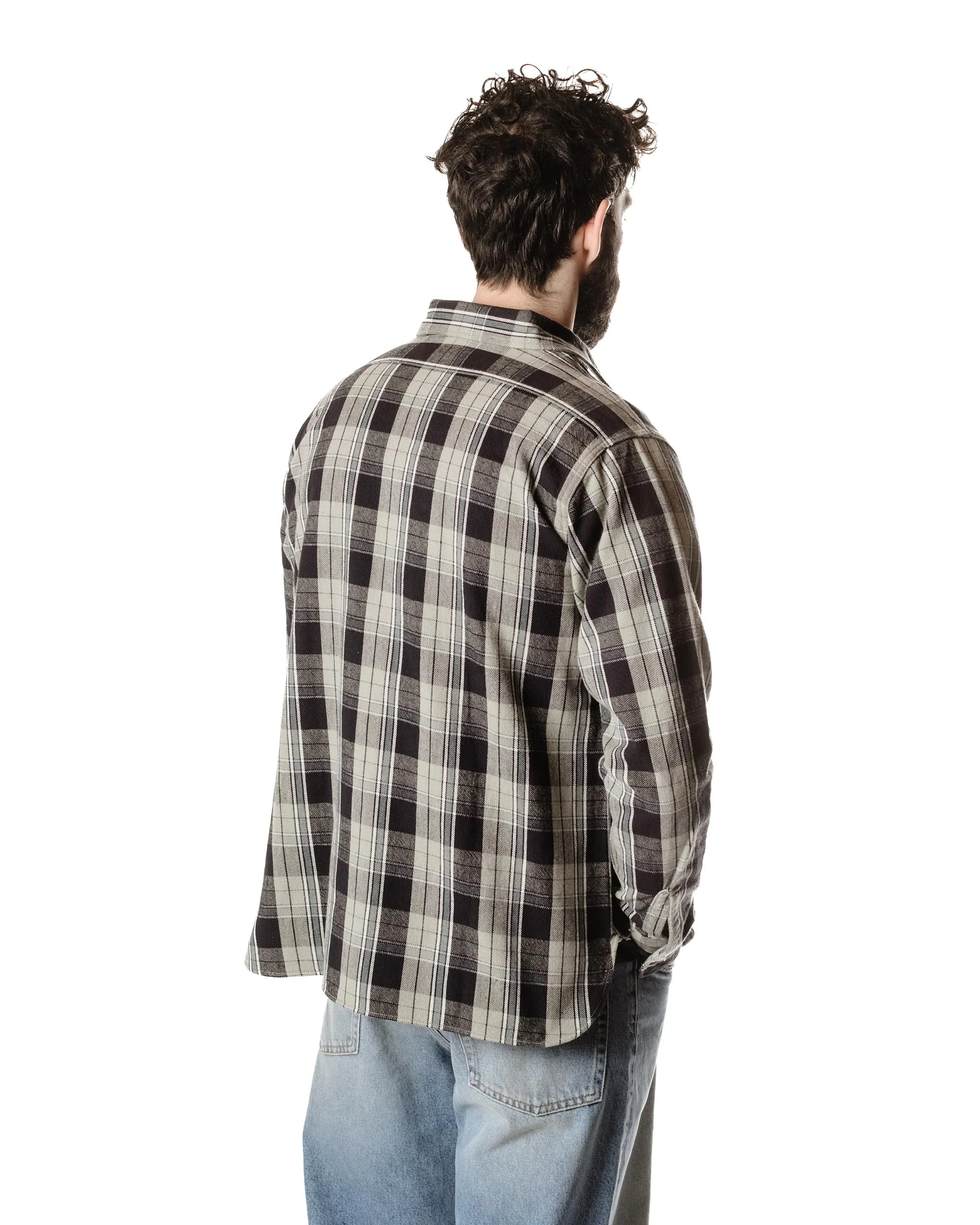 Warehouse Lot. 3022 Flannel Shirt With Chinstrap G Pattern Grey (One Wash) - Image 4