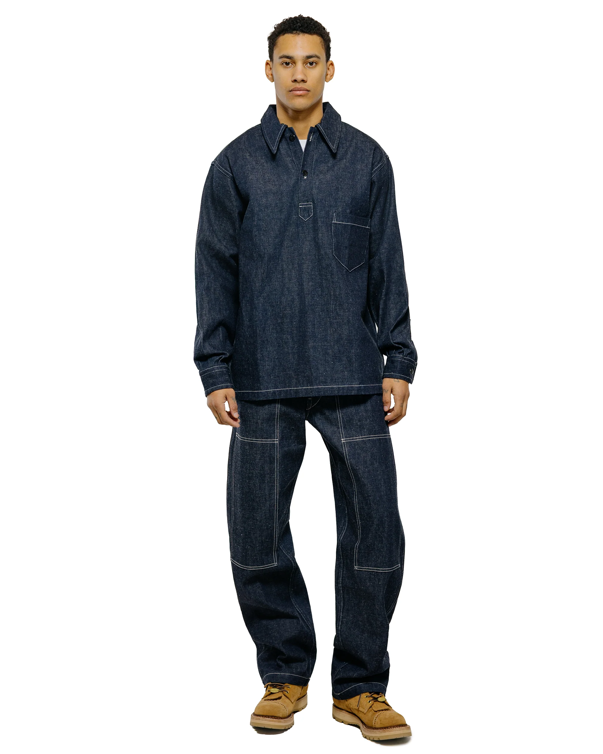 Warehouse Lot. 3063 1930's WPA One Pocket Pullover Shirt Indigo Denim - Image 4