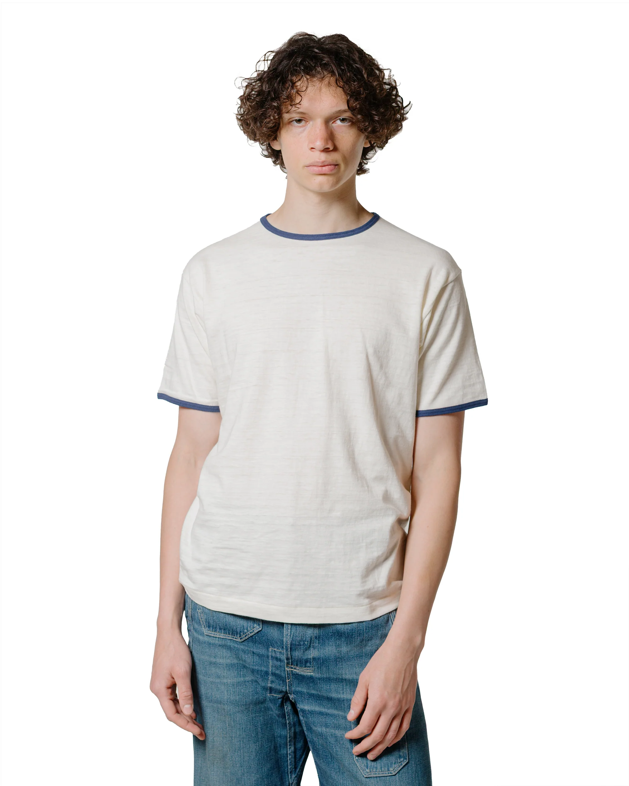 Warehouse Lot. 4059 Ringer T Plain Cream/Navy - Image 2