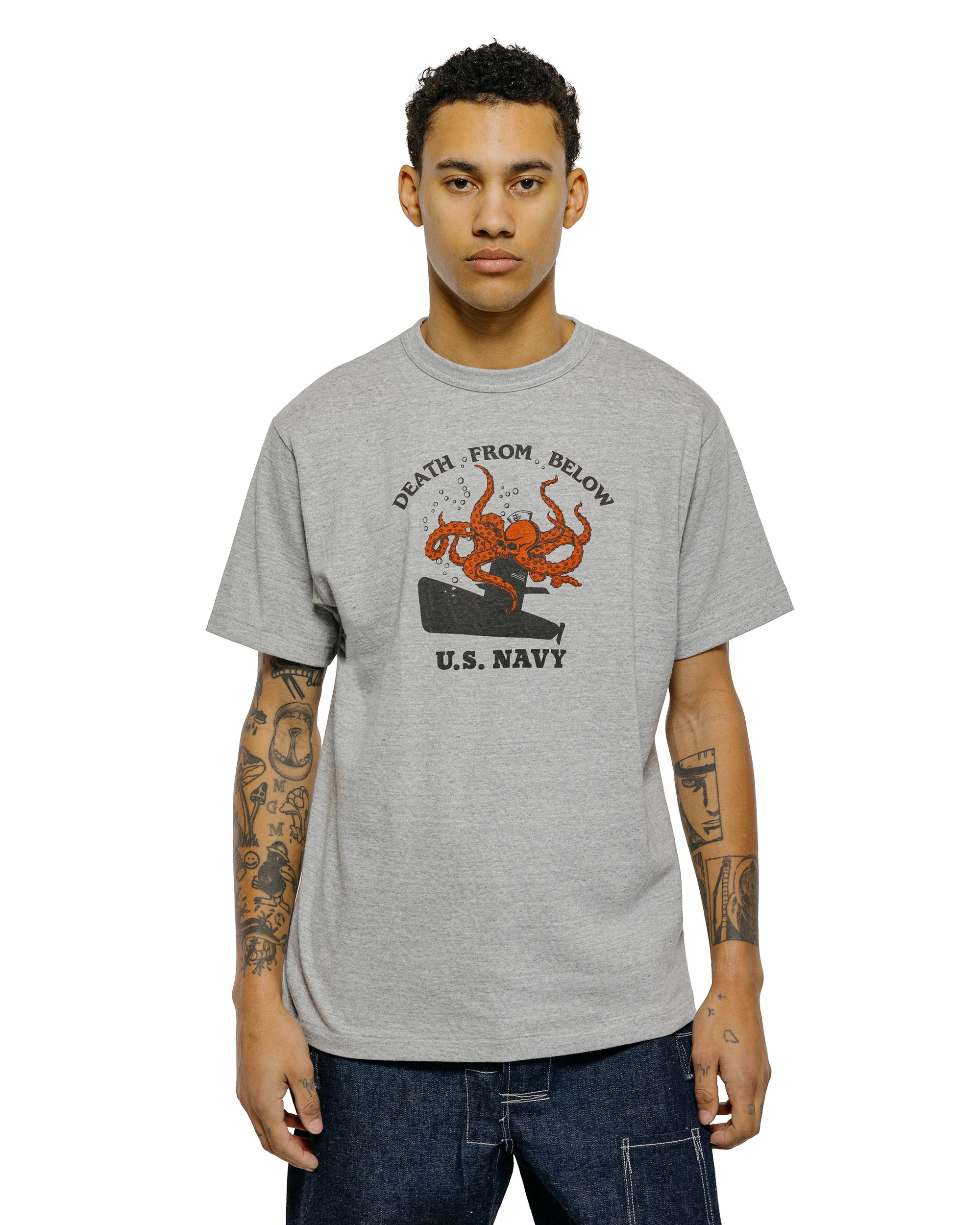 Warehouse Lot. 4096 88/12 Heather Crew Neck T Death From Below Gray - Image 2