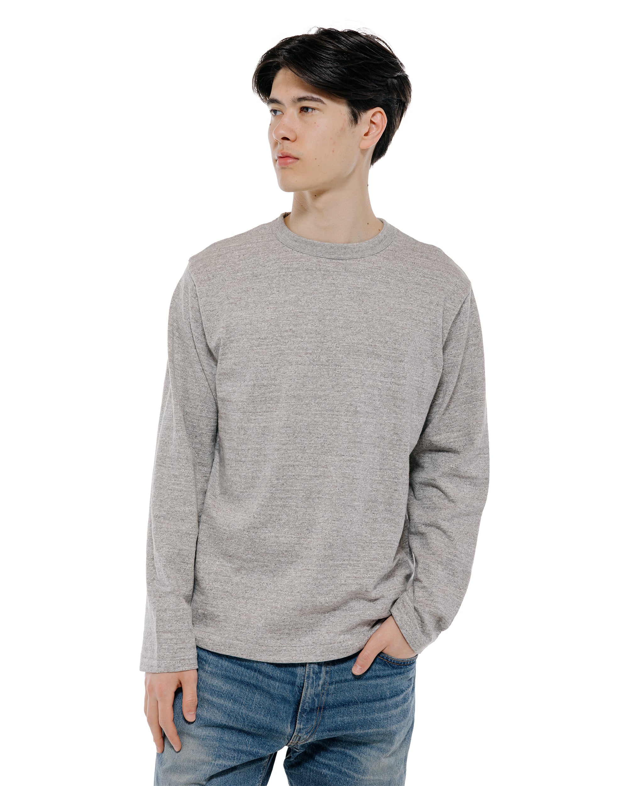 Warehouse Lot. 5906 Long Sleeve Crew Neck T-Shirt Heather Gray - Image 2