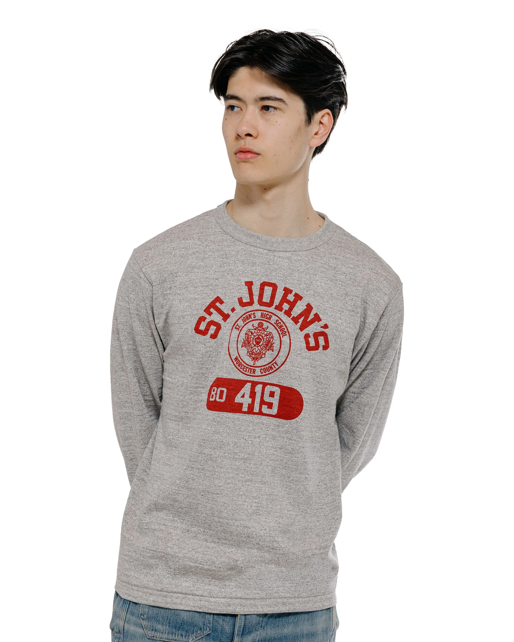 Warehouse Lot. 5906 Long Sleeve Crew Neck T-Shirt St. Johns Heather Gray - Image 2