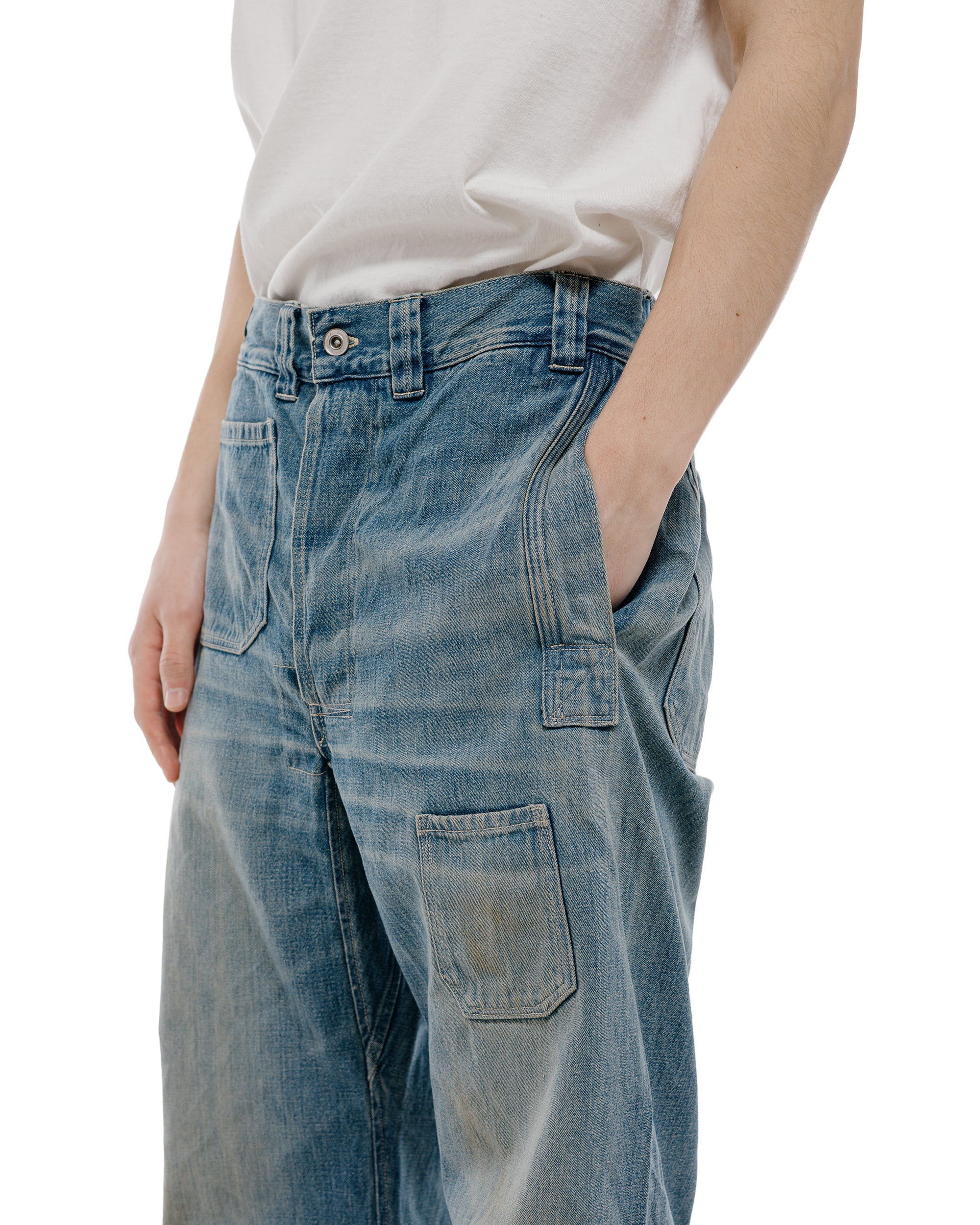 Warehouse Lot. JG-01 1910s Netmaker's Trousers Indigo Denim Used Wash (Light Colour) - Image 3