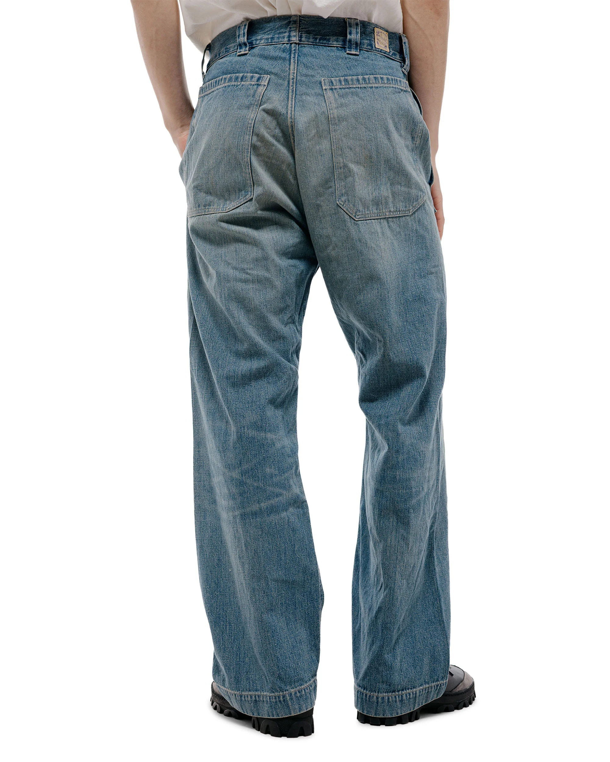 Warehouse Lot. JG-01 1910s Netmaker's Trousers Indigo Denim Used Wash (Light Colour) - Image 4
