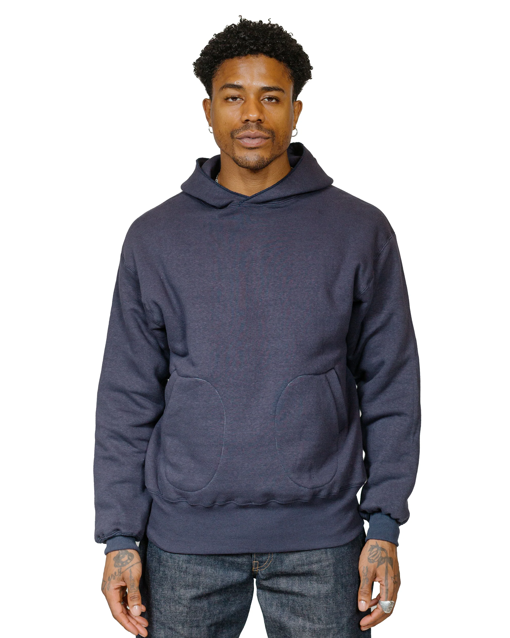 Warehouse Lot. JG-CS12 The Knockout Hoodie Plain Navy - Image 2